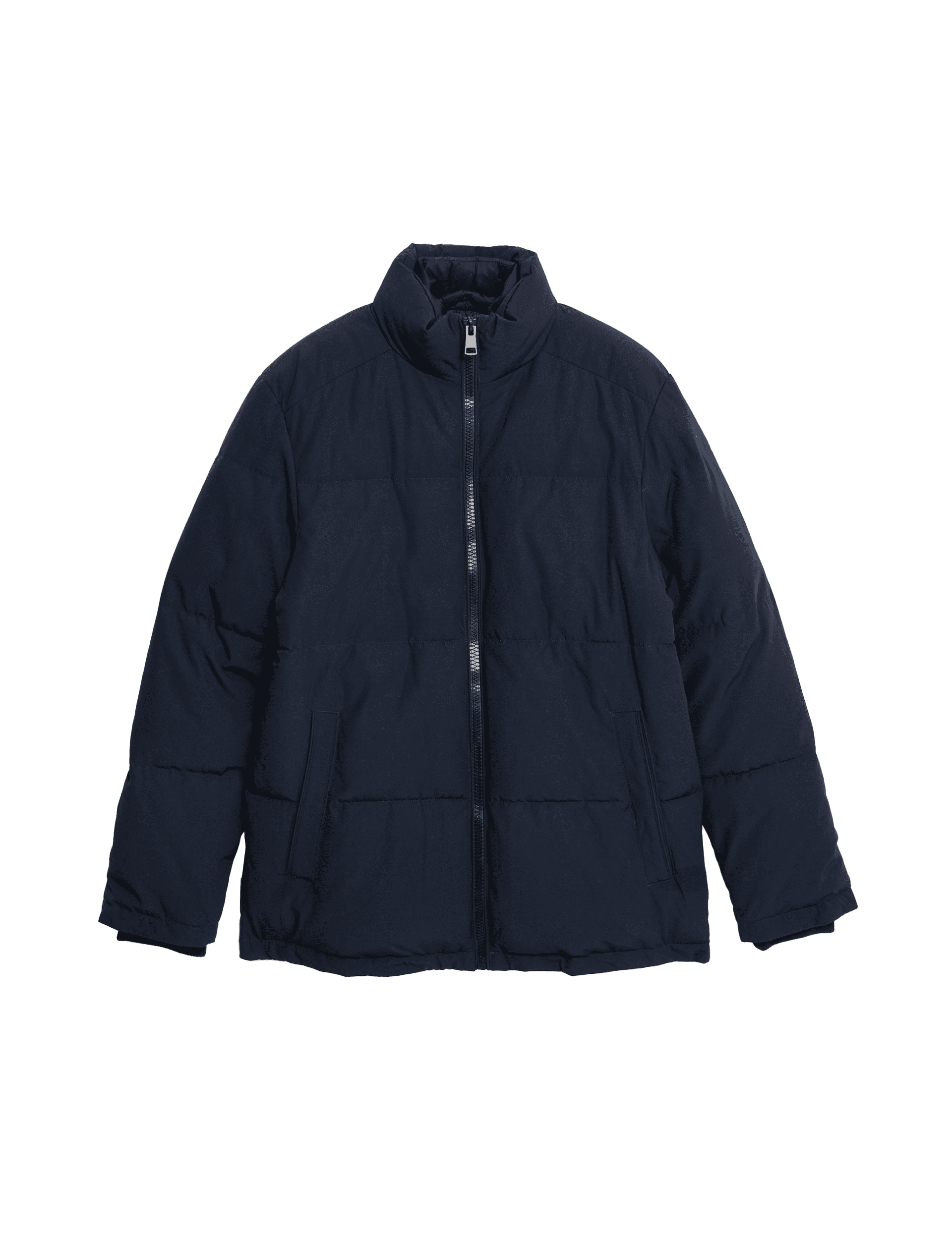 M&S Collection Men's Double Collar Puffer Jacket with Thermowarmth - LREG - Navy, Navy