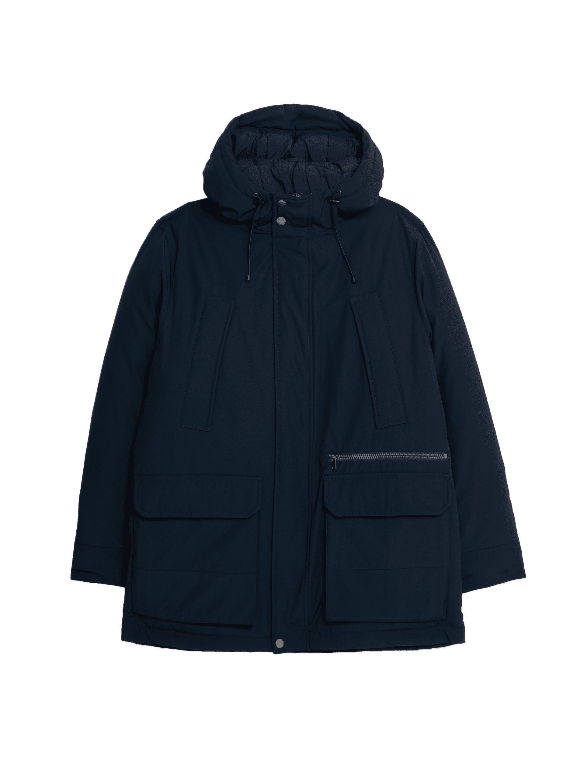 M&S Collection Men's Padded Parka Jacket with Stormwear - XXXLREG - Navy, Navy,Black