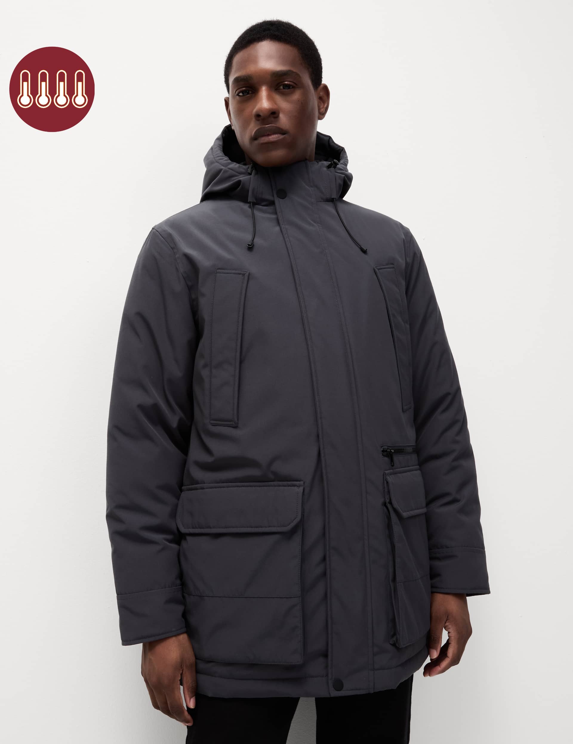 M&S Men's Padded Parka Jacket with Stormwear 