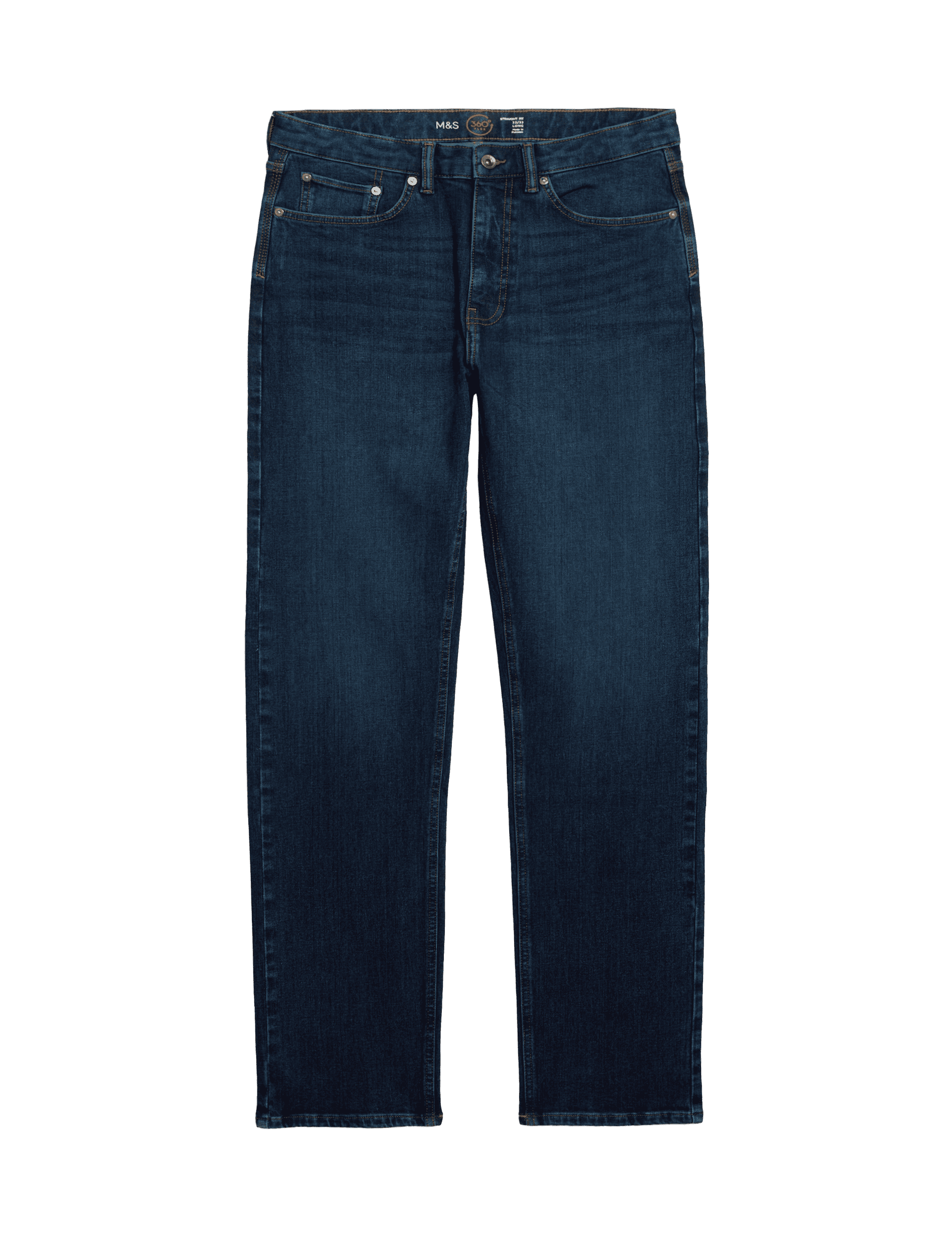 M&S Collection Men's Straight Fit 360 Flex Stretch Jeans - 36/31 - Indigo, Blue/Black,Blue Mix,Mediu