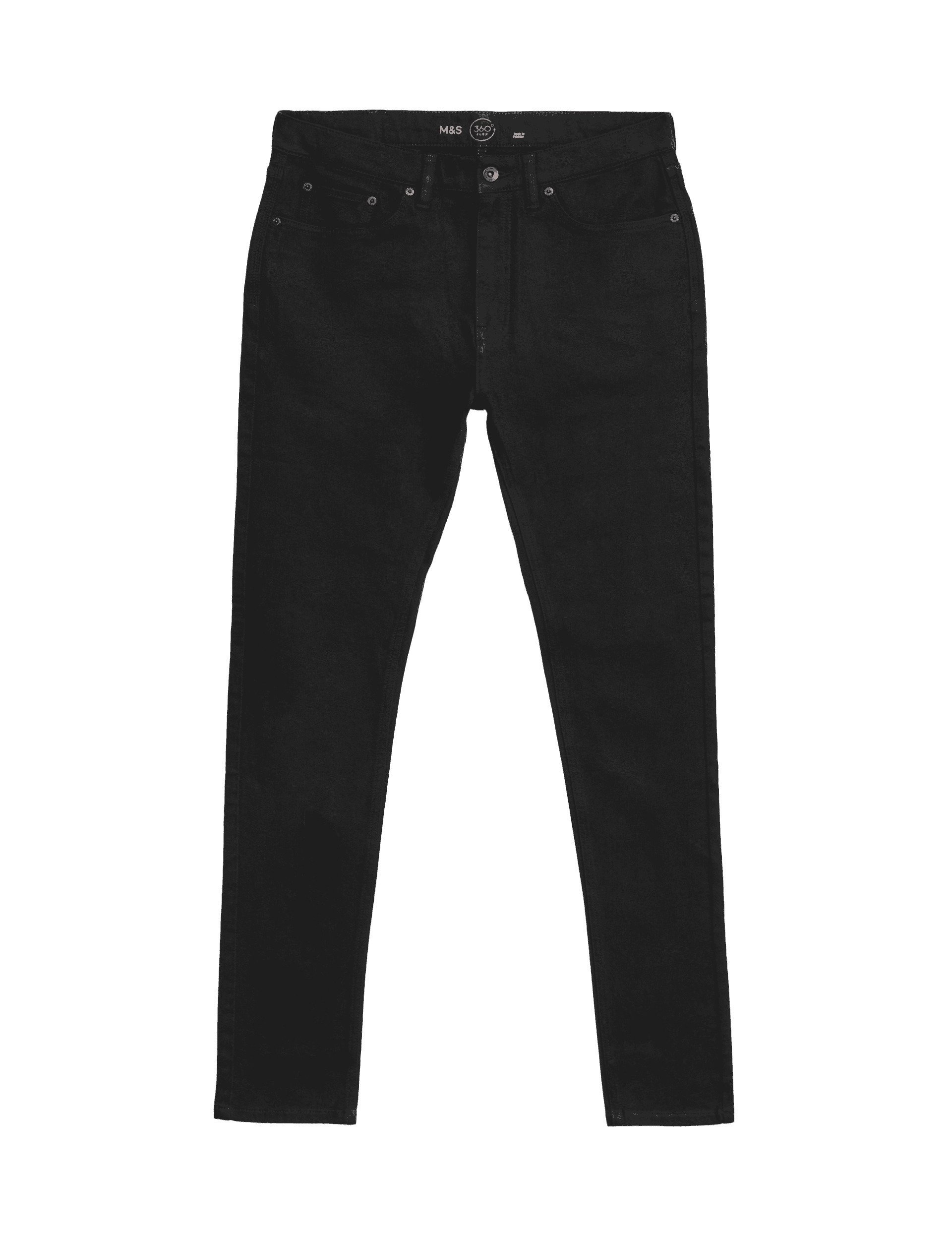 M&S Collection Men's Skinny Fit 360 Flex Stretch Jeans - 3229 - Black, Black,Blue/Black,Indigo,Mediu