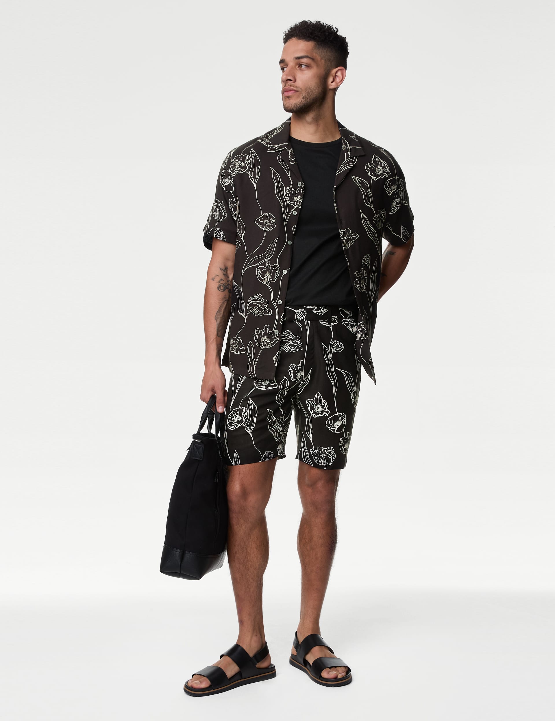 Autograph Men's Floral Shorts - 34 - Black Mix, Black Mix