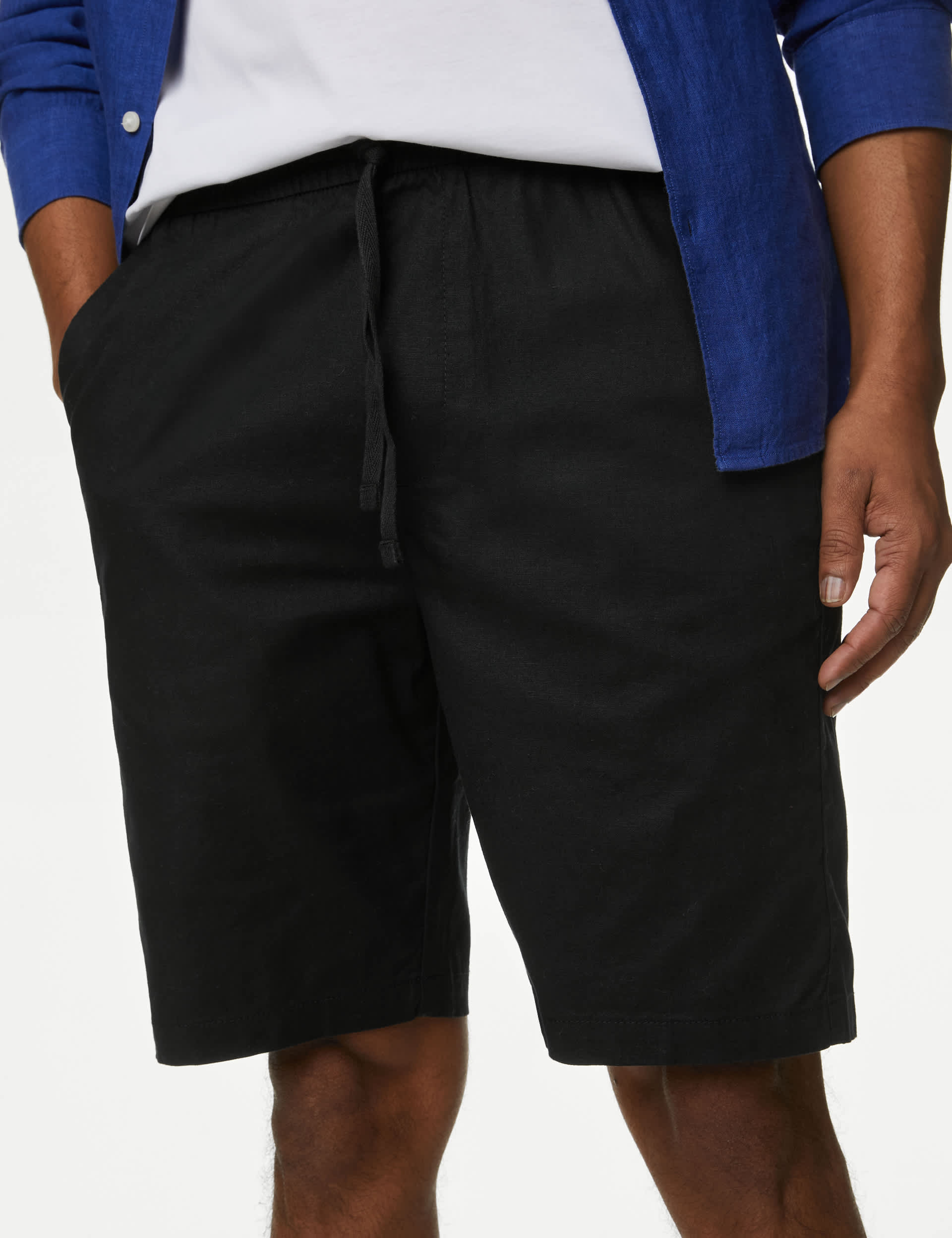 M&S Men's Linen Blend Elasticated Waist Stretch Shorts