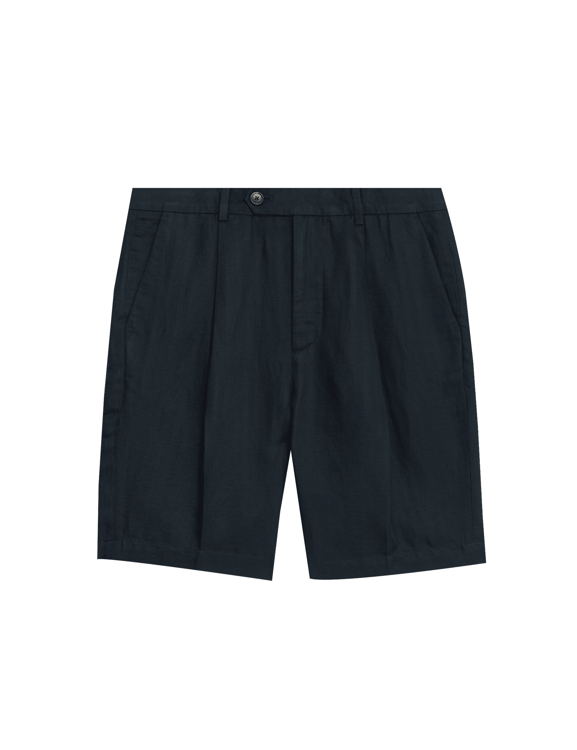 Jaeger Men's Linen Blend Single Pleat Shorts - 34 - Dark Ink, Sand,Dark Ink