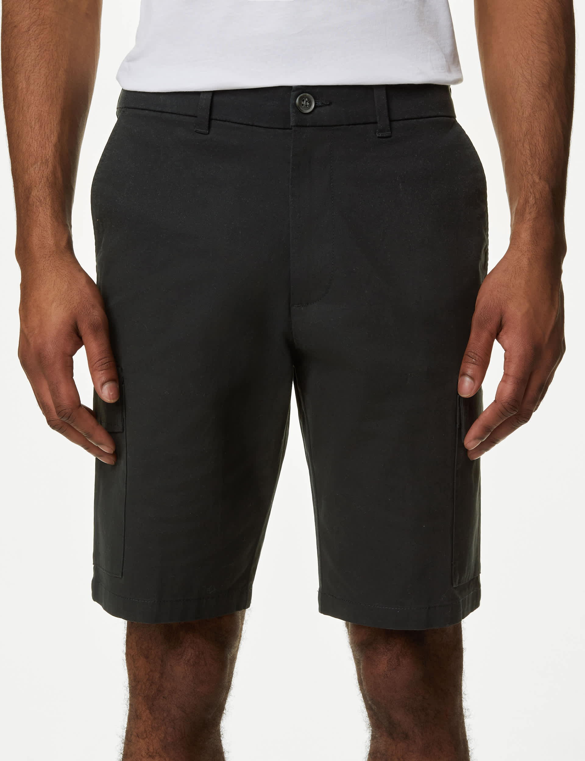 M&S Men's Stretch Cargo Shorts - 32 - Black, Black,Faded Khaki