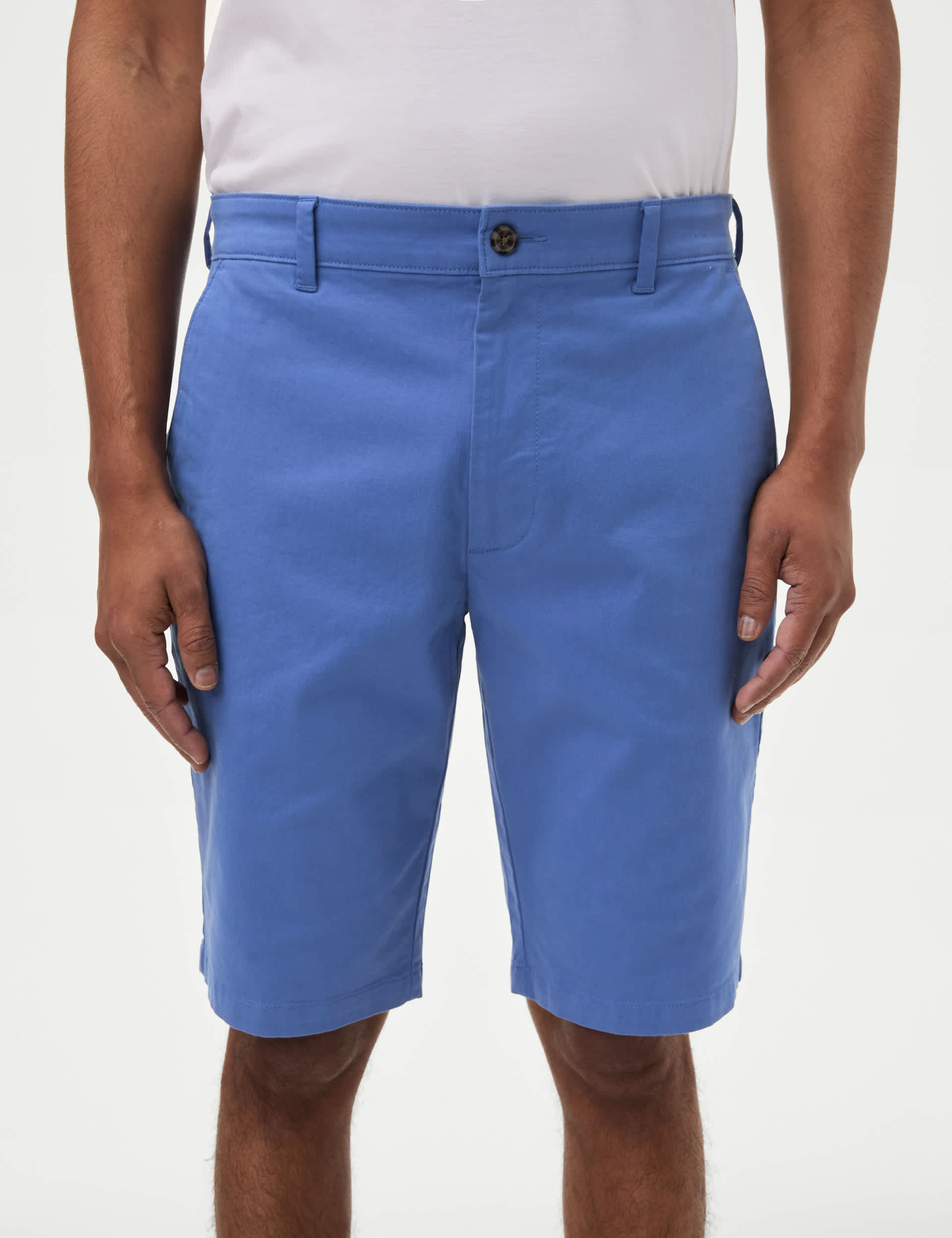 M&S Men's Stretch Chino Shorts - 36REG - Mid Blue, Navy,Black,Mid Blue,Neutral Brown,White Mix,Dove,