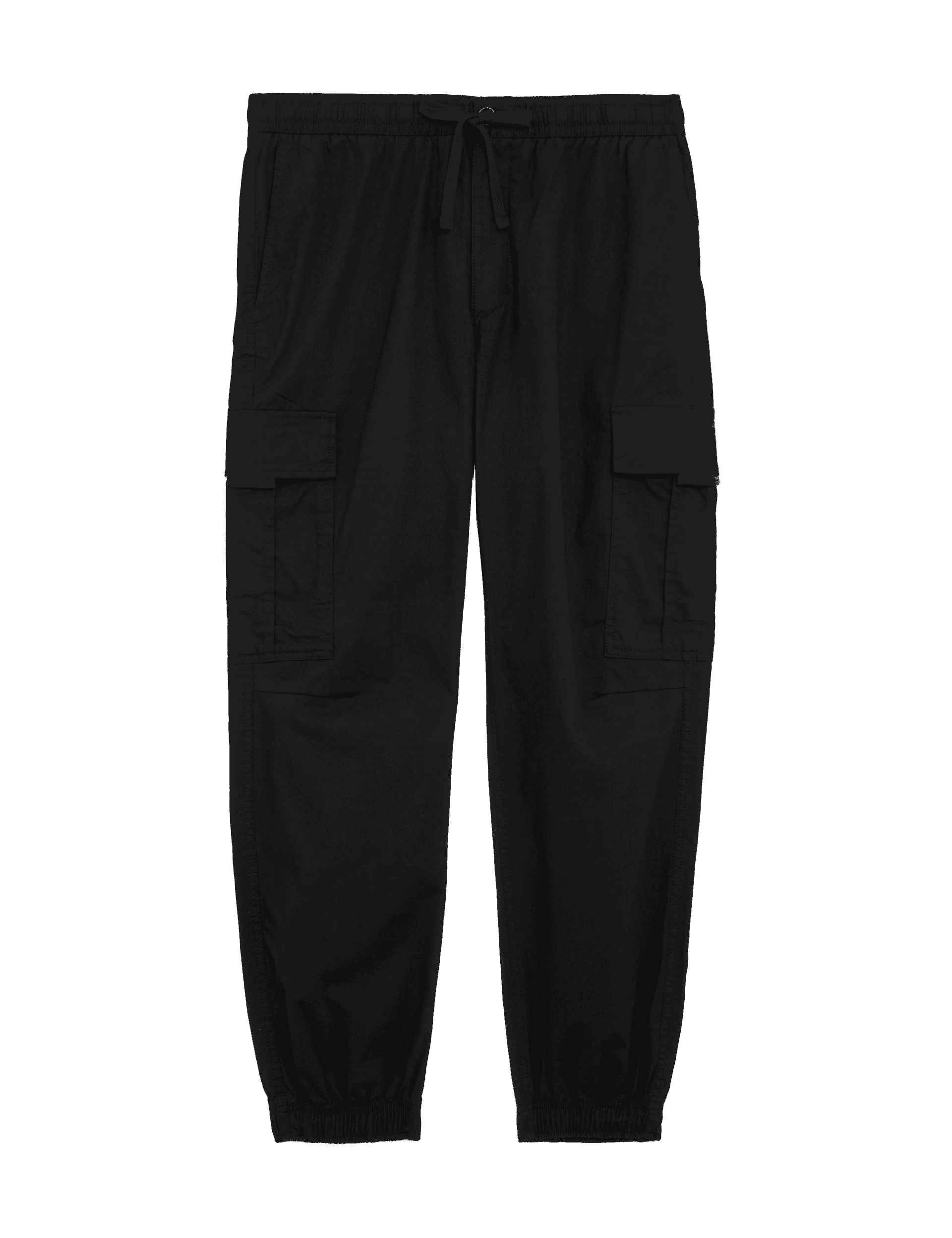 M&S Collection Men's Slim Fit Ripstop Cargo Trousers - Black, Black