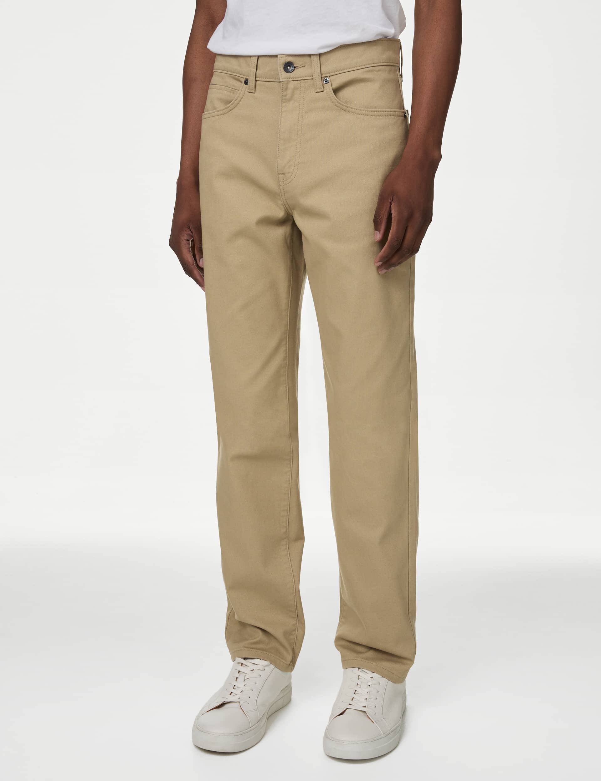 M&S Men's Straight Fit Textured 5 Pocket Trousers