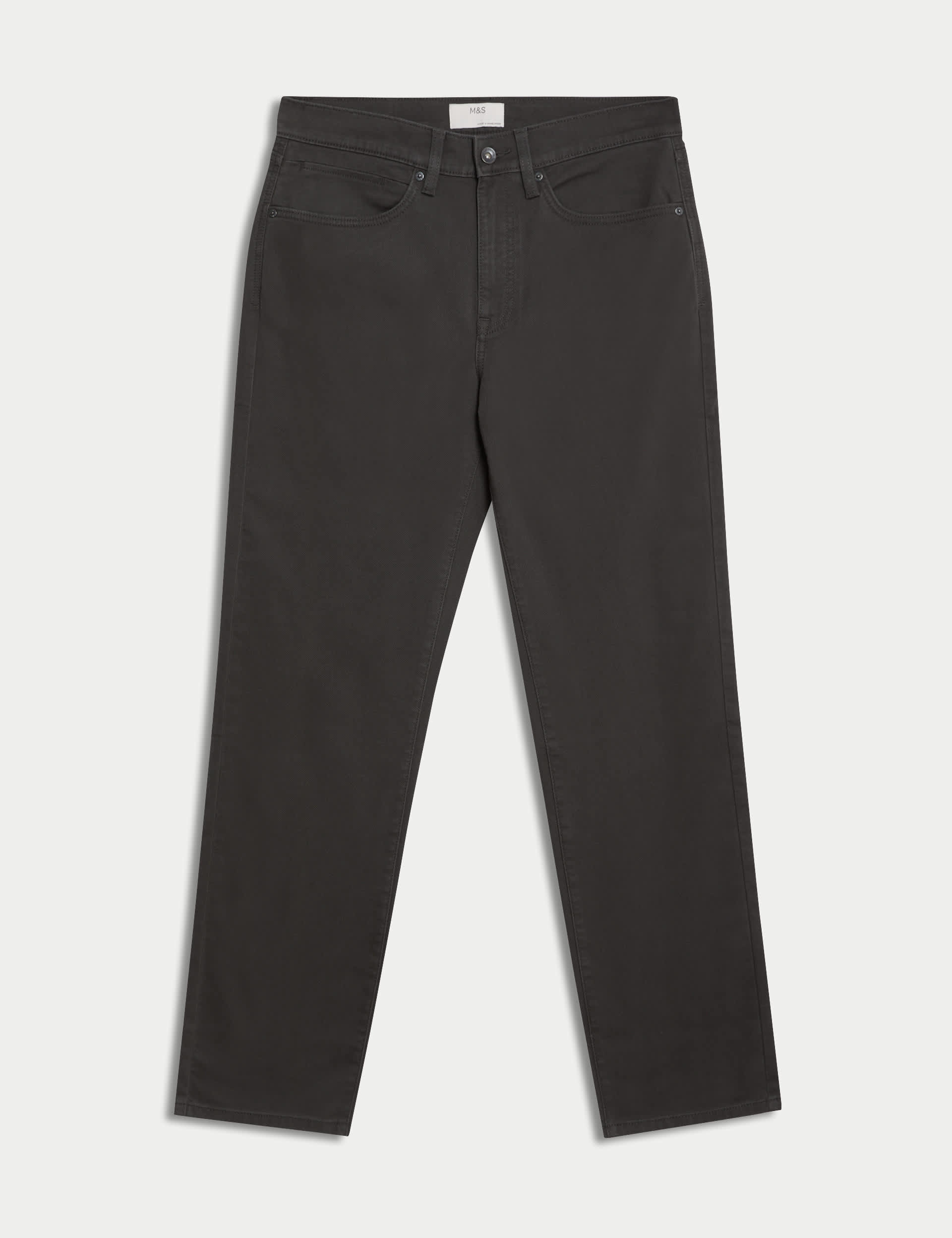 M&S Men's Straight Fit Textured 5 Pocket Trousers - 3431 - Dark Grey, Dark Grey,Dark Khaki,Dark Navy