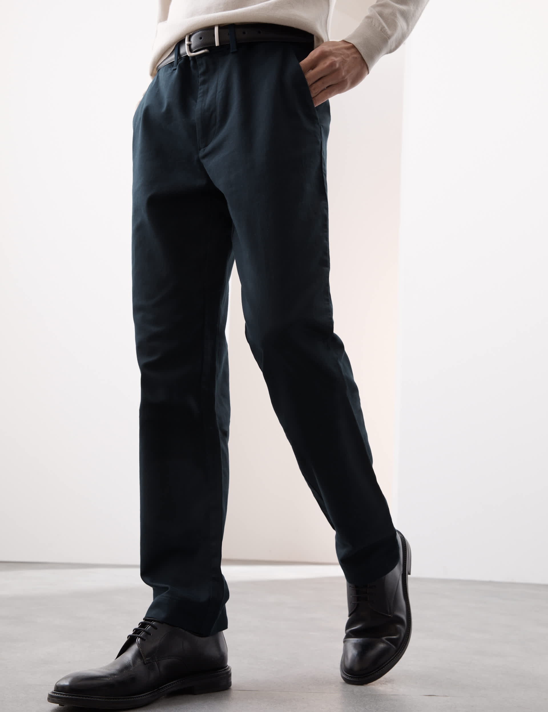 Autograph Men's Regular Fit Italian Chinos - 3831 - Navy, Ecru,Black Mix,Navy,Ash Grey