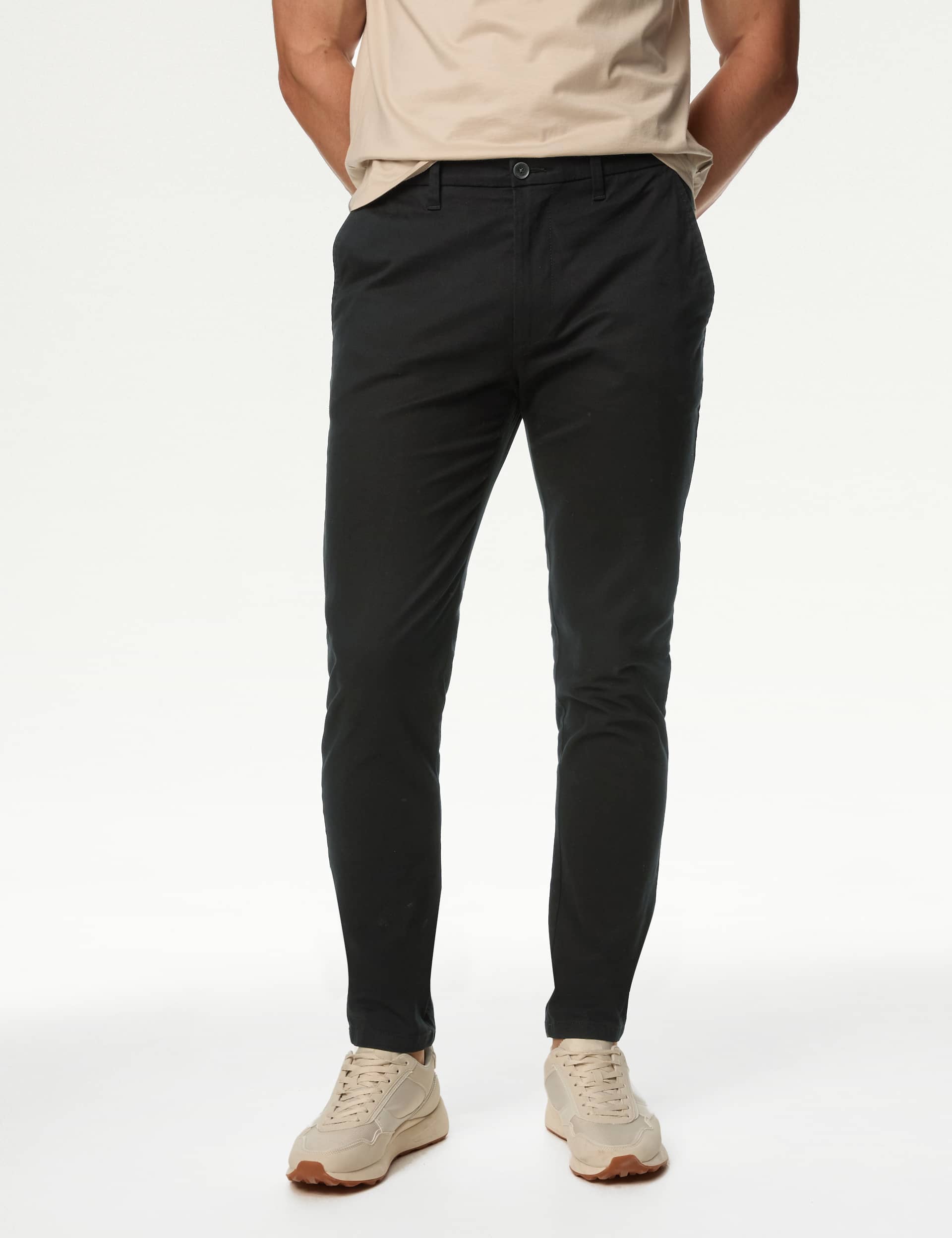 M&S Men's Skinny Fit Stretch Chinos - 32/31 - Black Mix, Dark Charcoal,Beige,Black Mix,Dark Navy,Dar