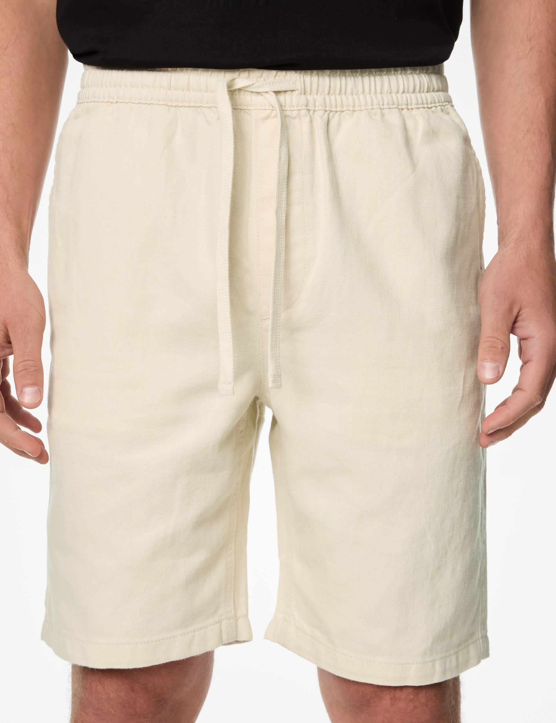 M&S Men's Linen Blend Denim Shorts with Elasticated Waist