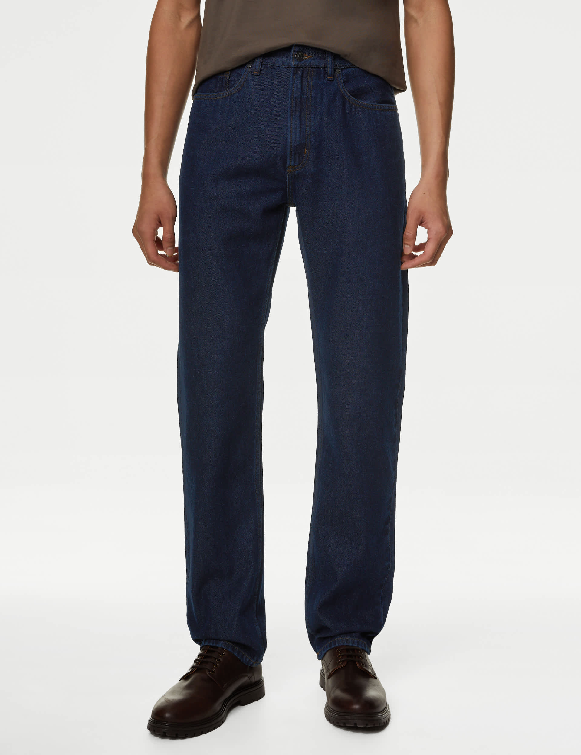 M&S Men's Straight Fit Pure Cotton Jeans