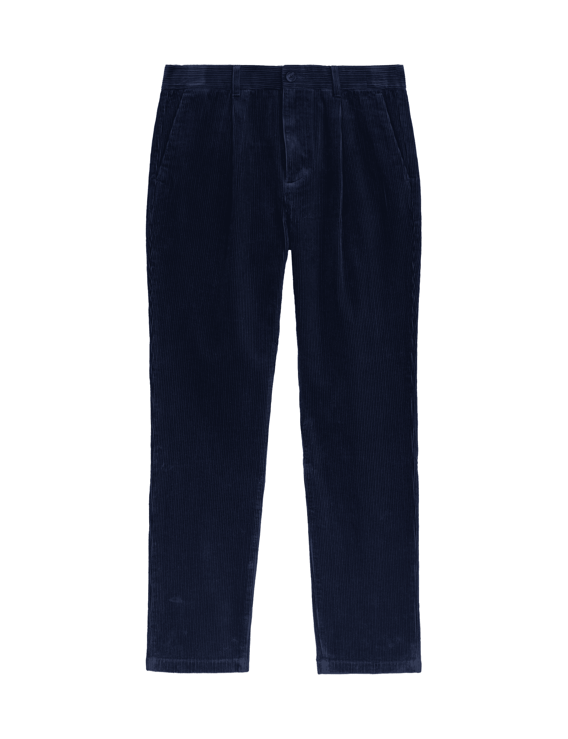 M&S Collection Men's Regular Fit Luxury Single Pleat Corduroy Chinos - 36/29 - Midnight Navy, Earth,