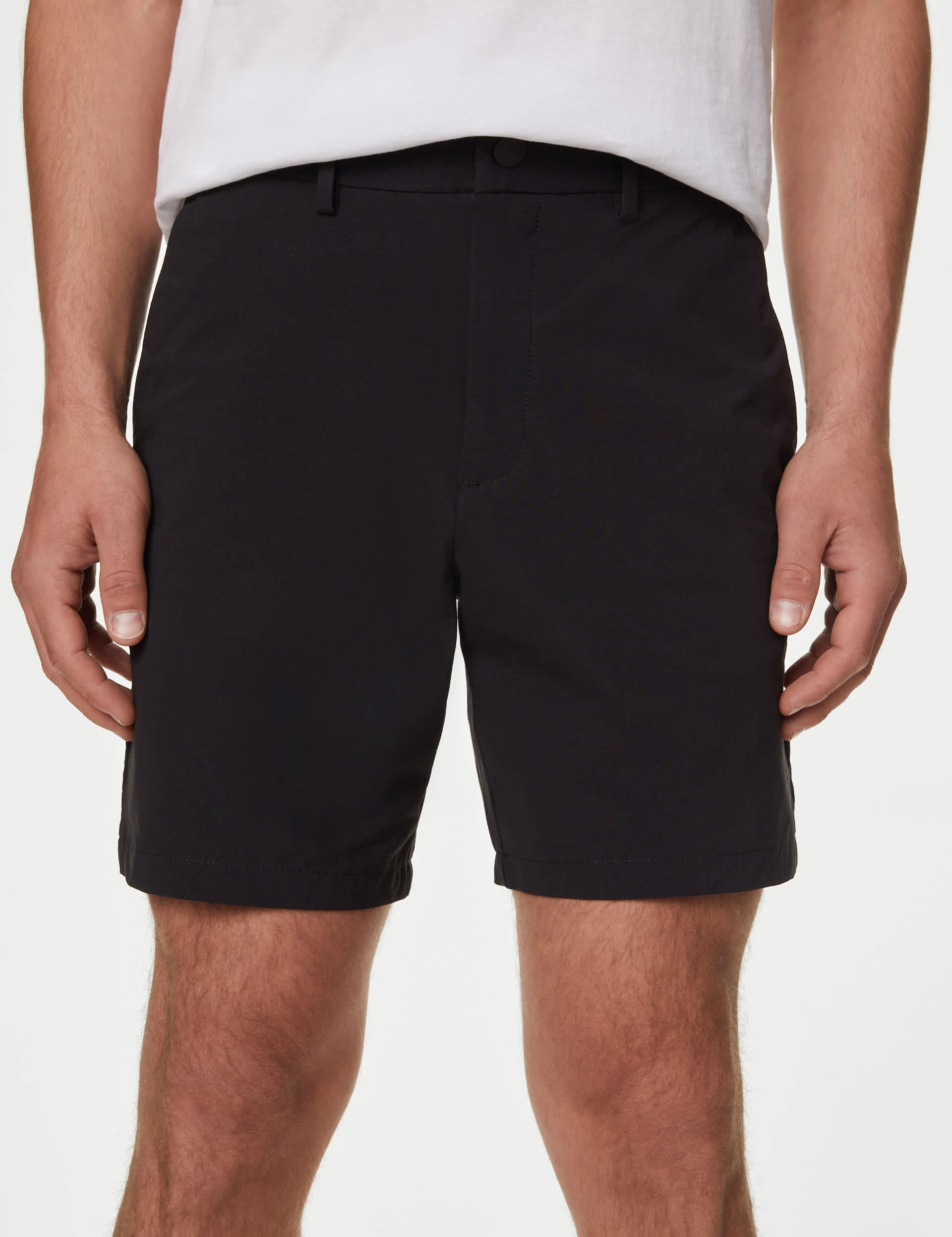 M&S Men's Lightweight Technical Stretch Chino Shorts - 40 - Black, Navy,Black