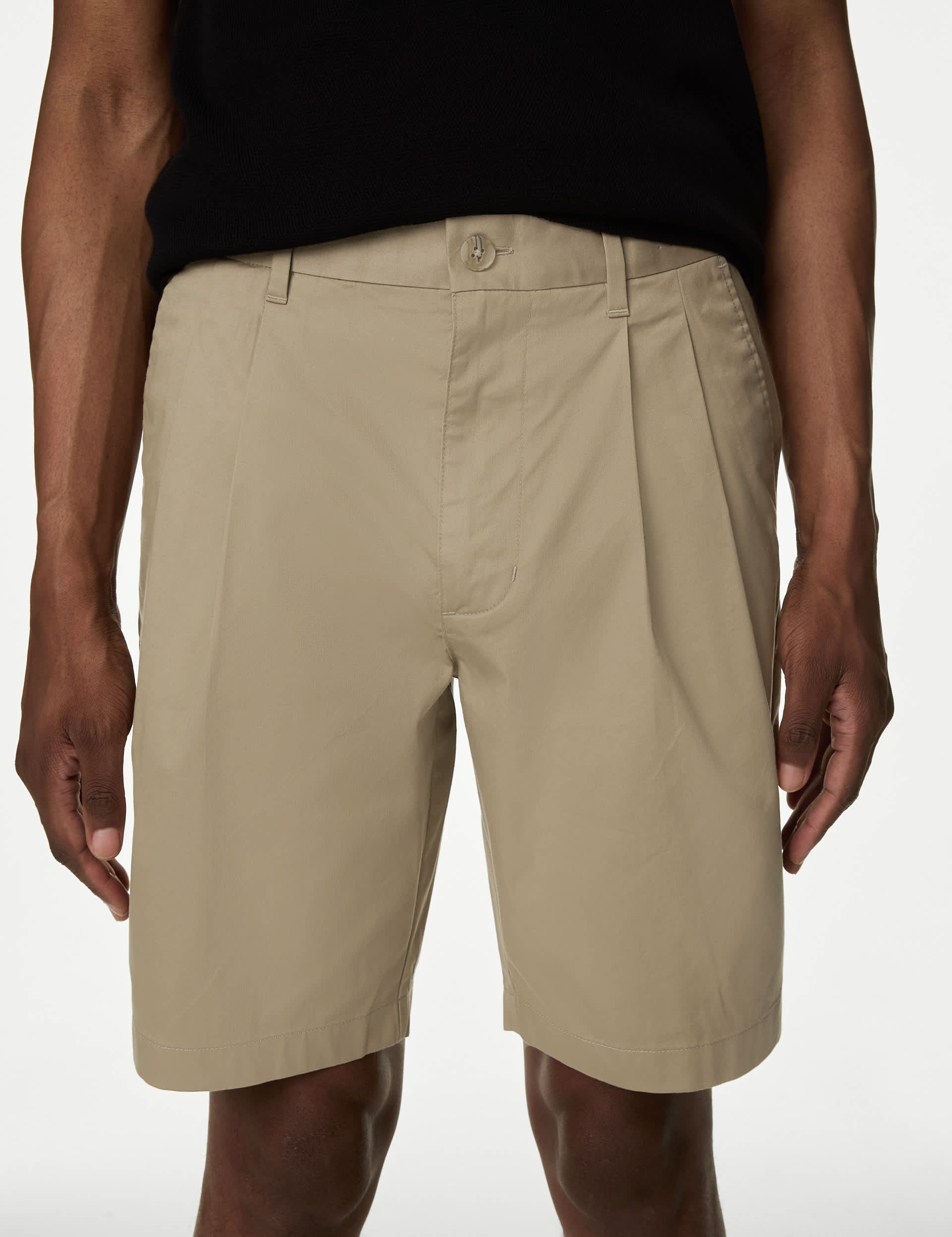 M&S Men's Super Lightweight Twin Pleat Chino Shorts
