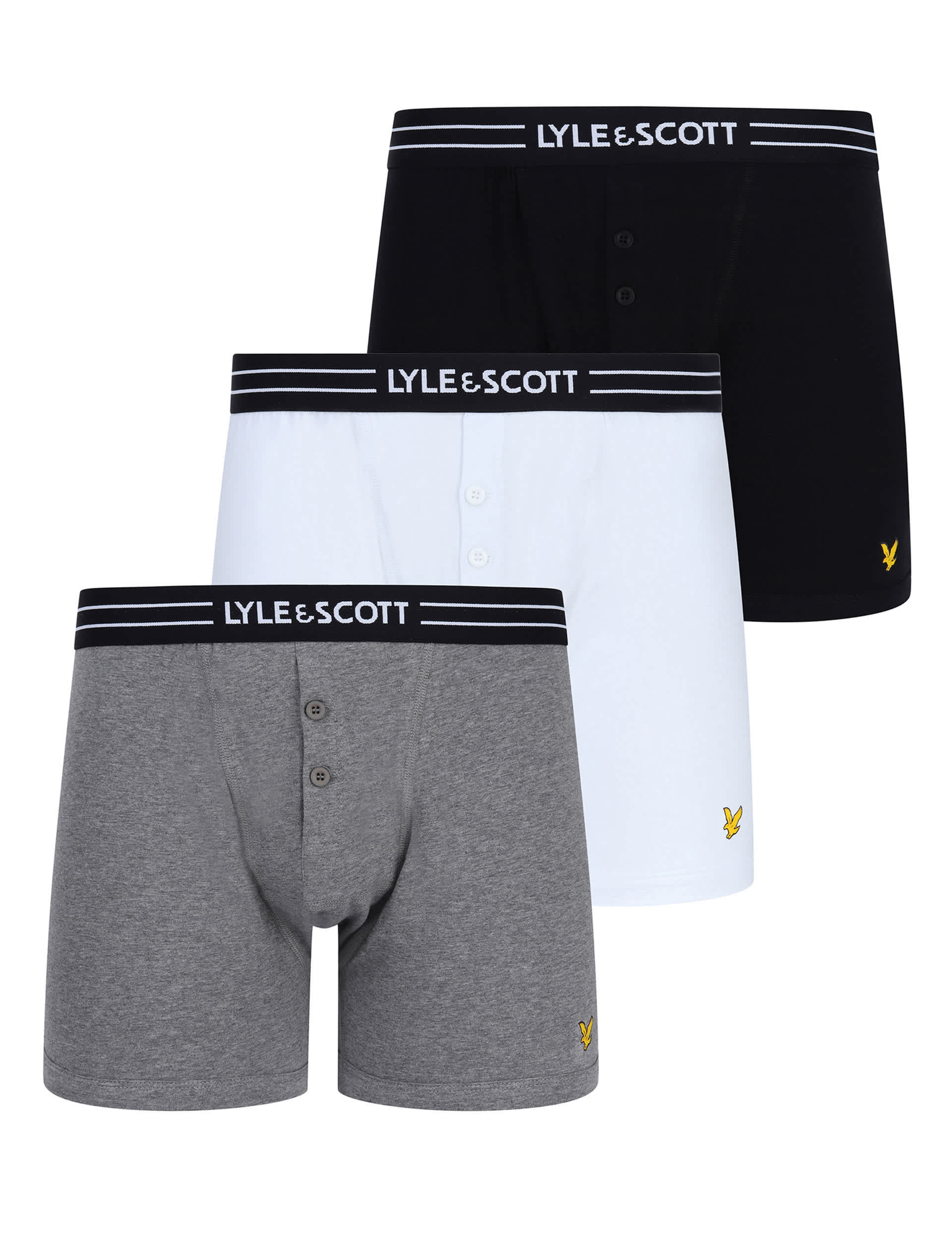 Lyle & Scott Men's 3pk Cotton Rich Trunks - M - Multi, Multi,Black