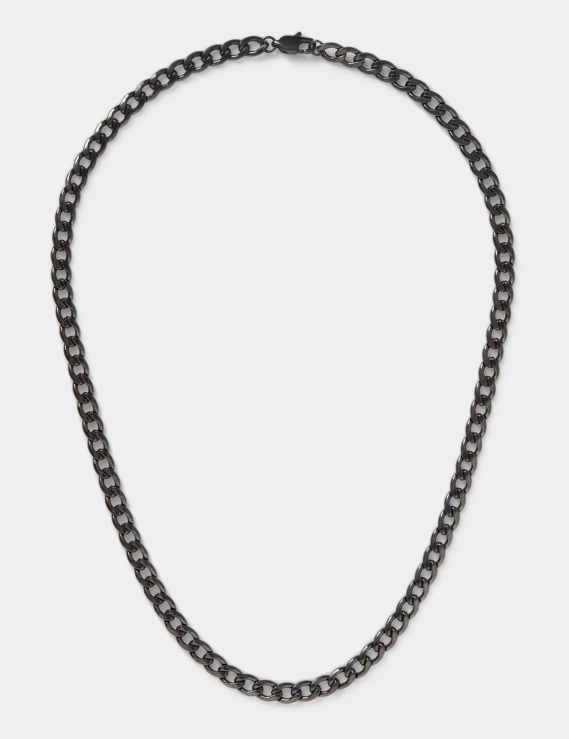 M&S Men's Waterproof Stainless Steel Gunmetal Chain Necklace - Black, Black