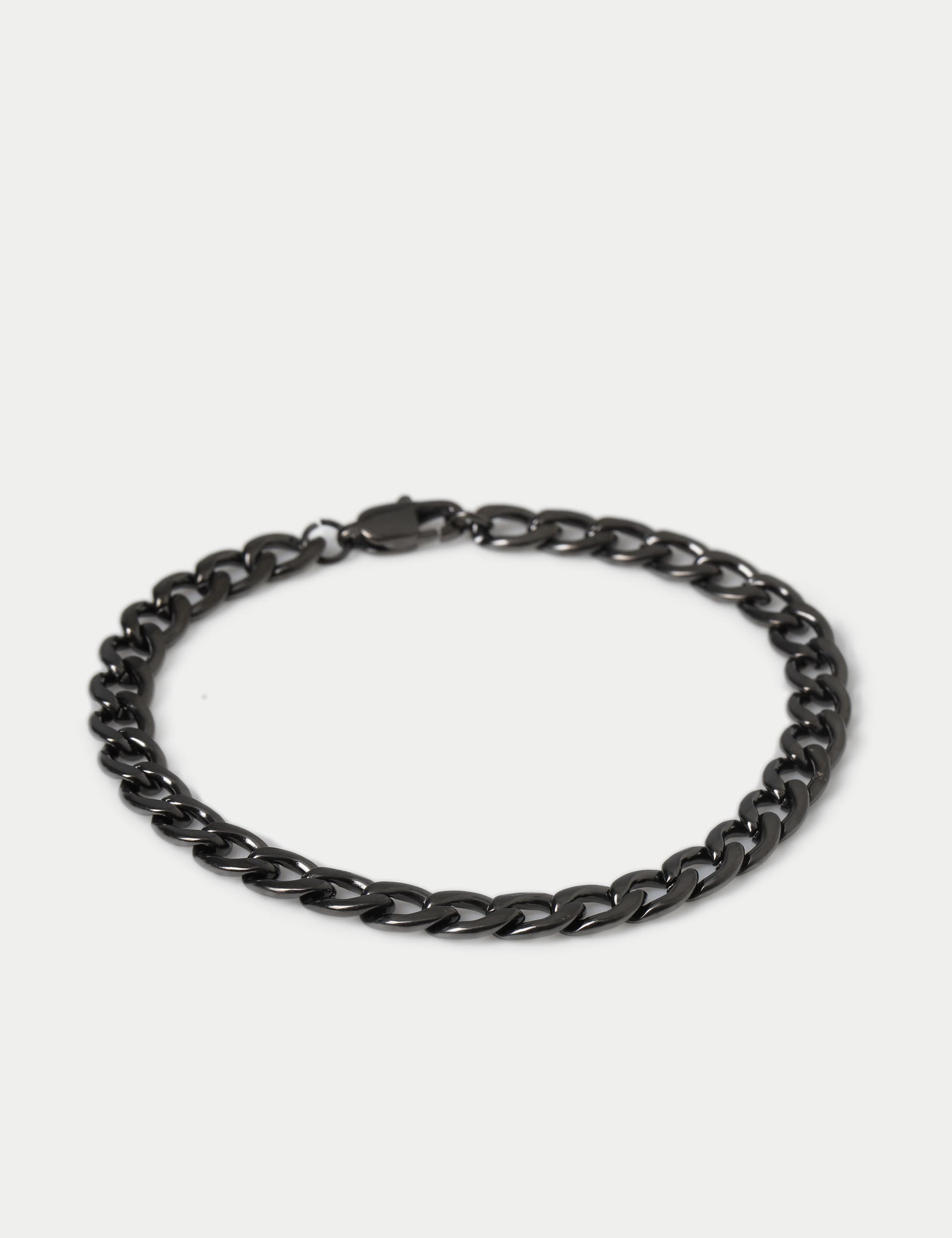 M&S Men's Waterproof Stainless Steel Gunmetal Chain Bracelet - Black, Black