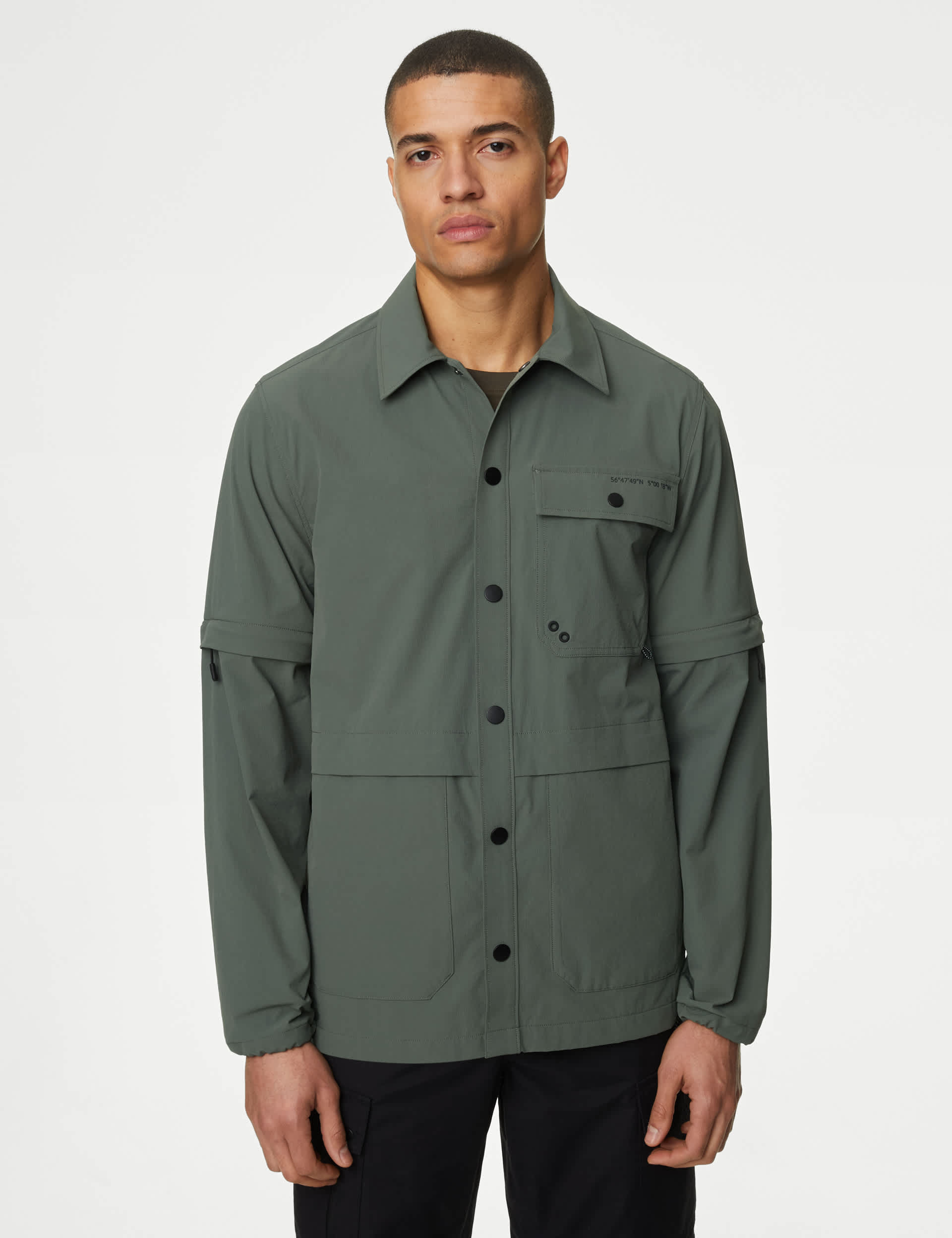 M&S Men's Utility Overshirt - LREG - Moss Green, Black,Moss Green