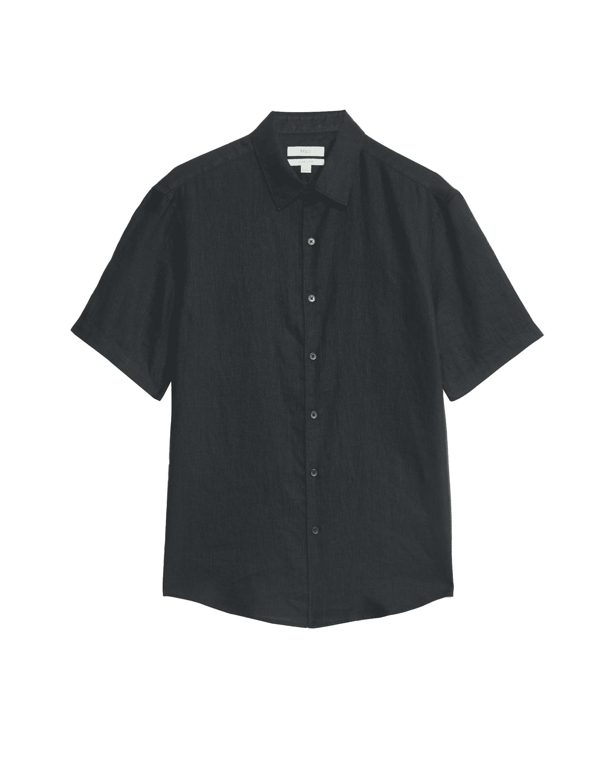 M&S Collection Men's Slim Fit Pure Linen Shirt - MREG - Black, Black,Navy,White