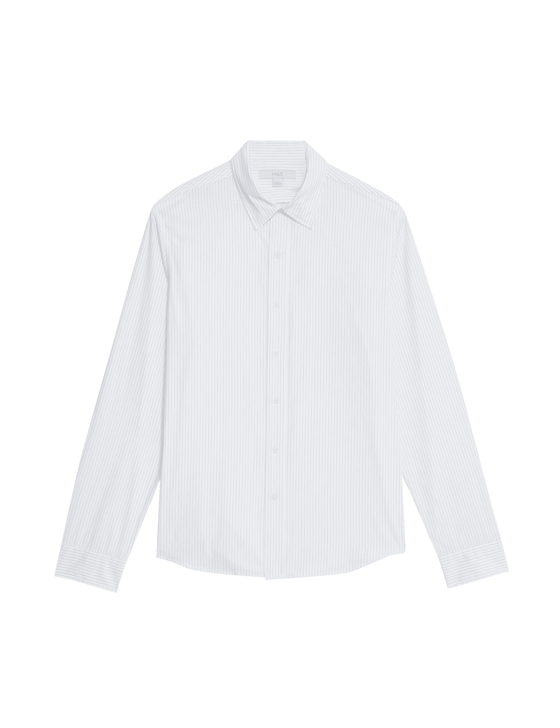 M&S Collection Men's Pure Cotton Striped Oxford Shirt - LREG - White Mix, Medium Blue Mix,Green Mix,