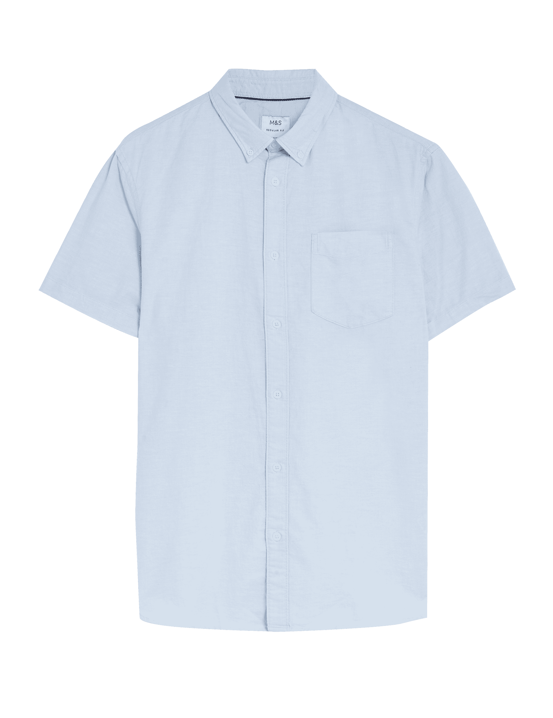 M&S Collection Men's Pure Cotton Oxford Shirt - Light Blue, Light Blue