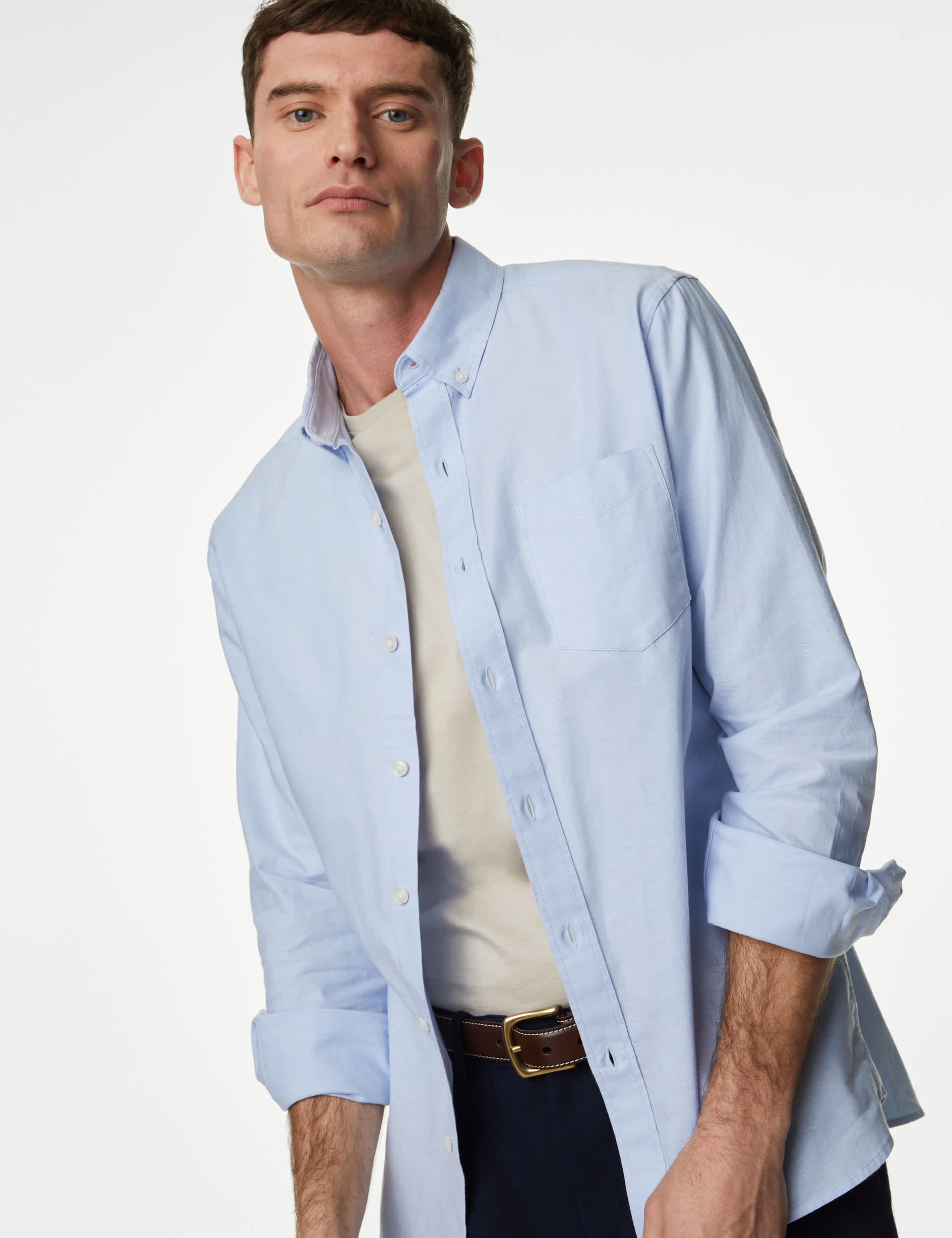 M&S Men's Cotton Rich Oxford Shirt