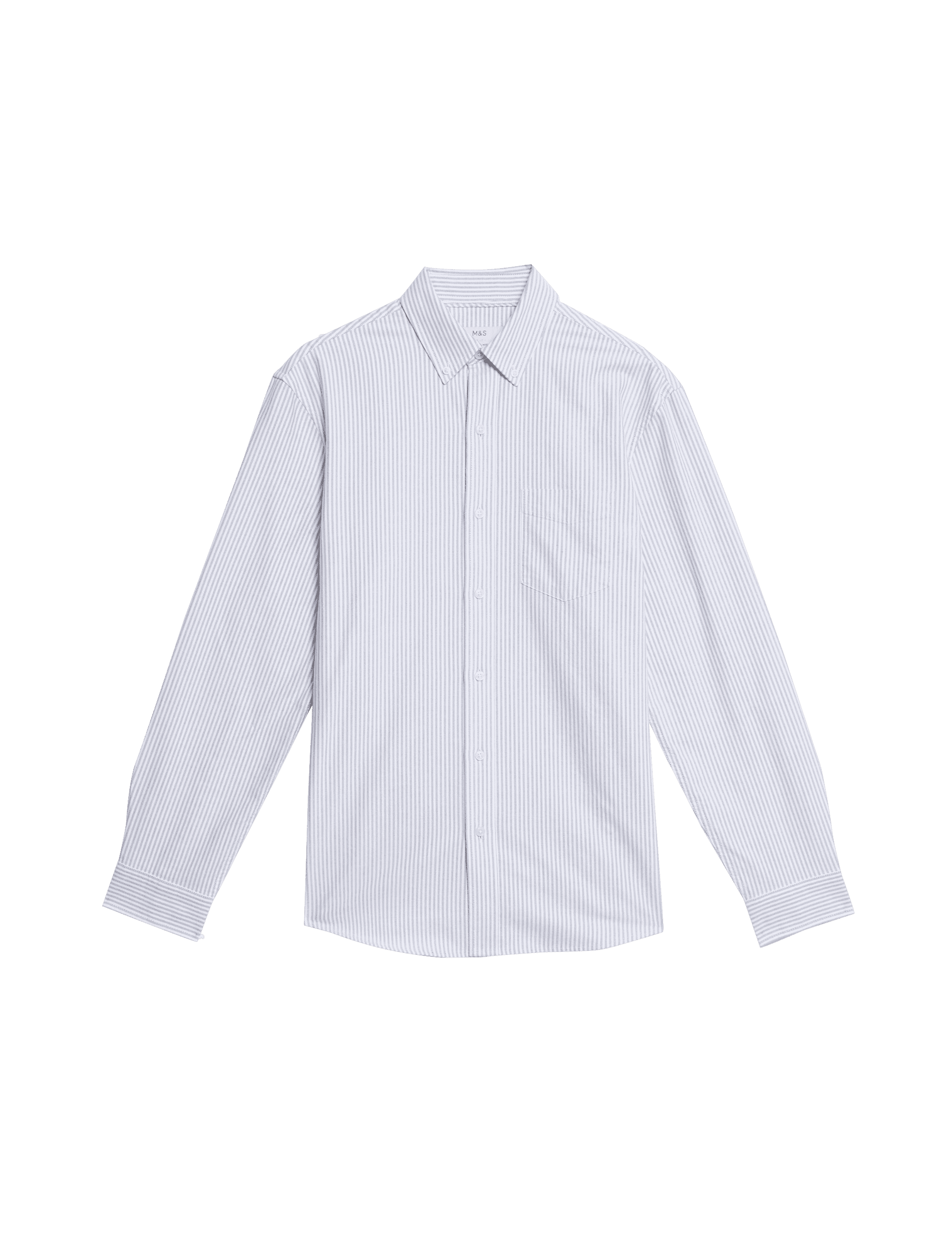 M&S Collection Men's The Ultimate Pure Cotton Striped Oxford Shirt - LREG - Blue Mix, Blue Mix,Khaki