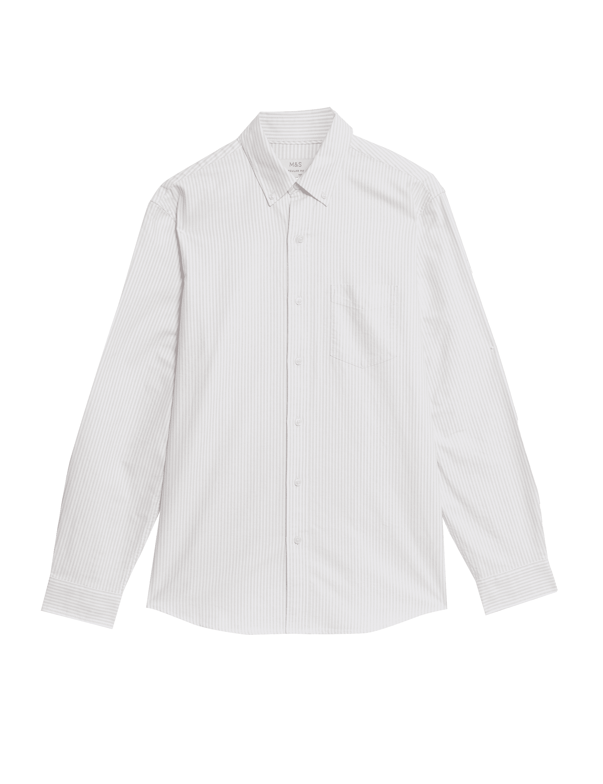 M&S Collection Men's The Ultimate Pure Cotton Striped Oxford Shirt - LREG - Natural Mix, Blue Mix,Kh