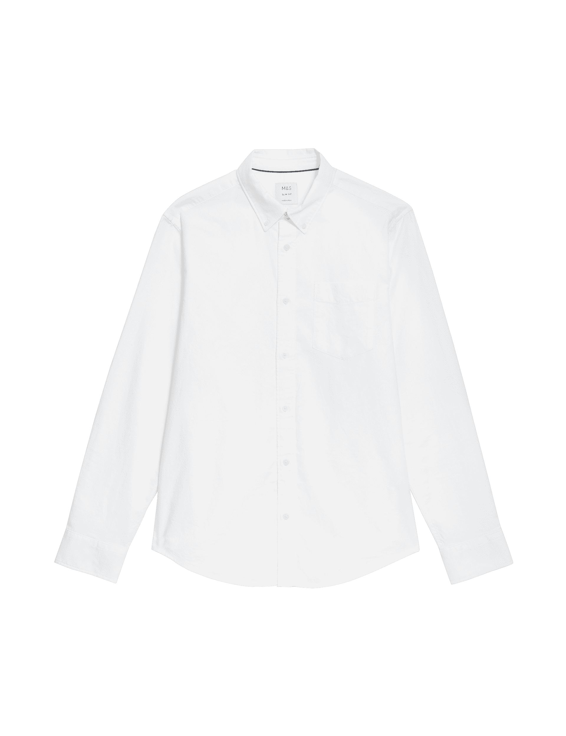 M&S Collection Men's Slim Fit Pure Cotton Oxford Shirt - XXXXL - White, White