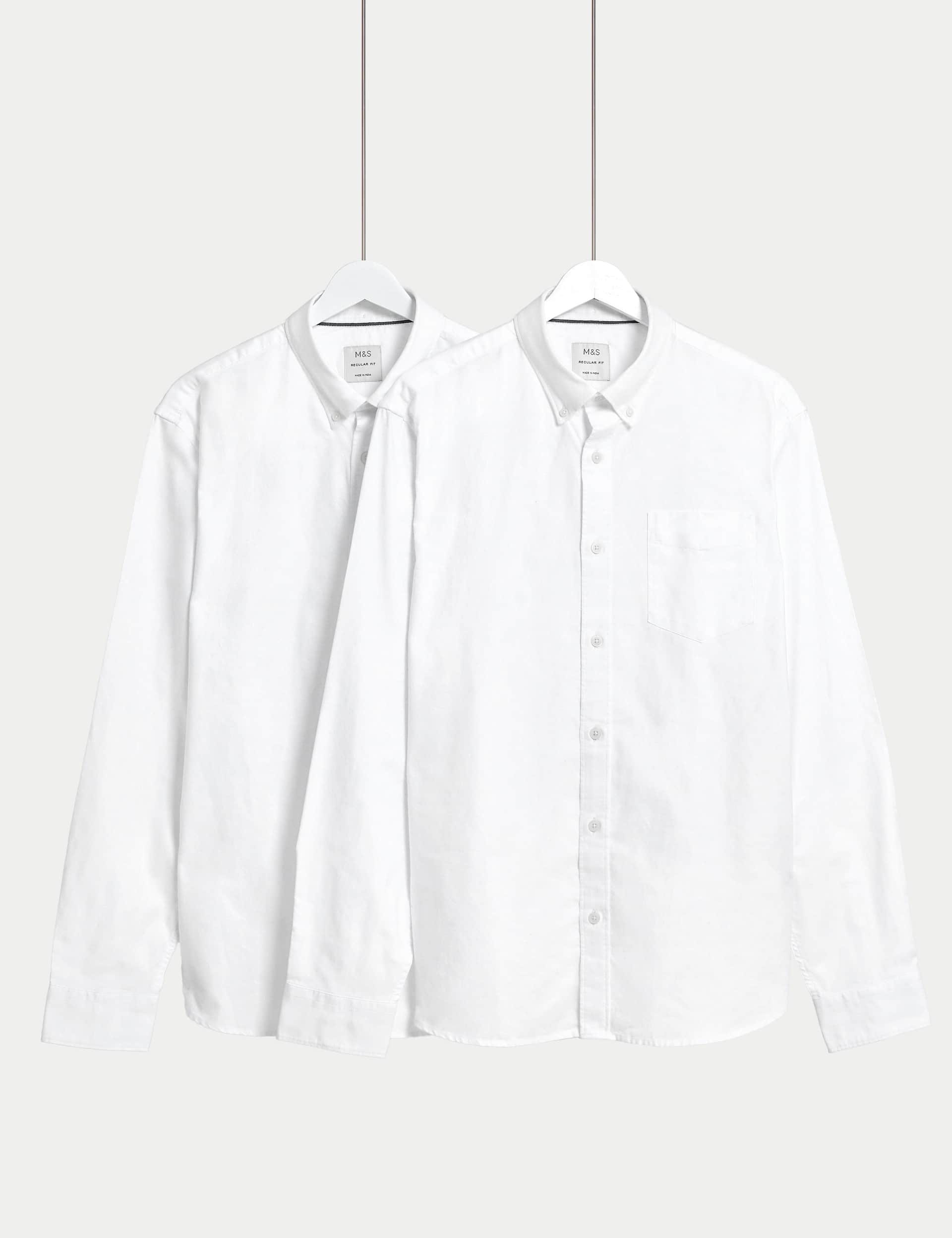 M&S Men's 2pk Easy Iron Pure Cotton Oxford Shirts