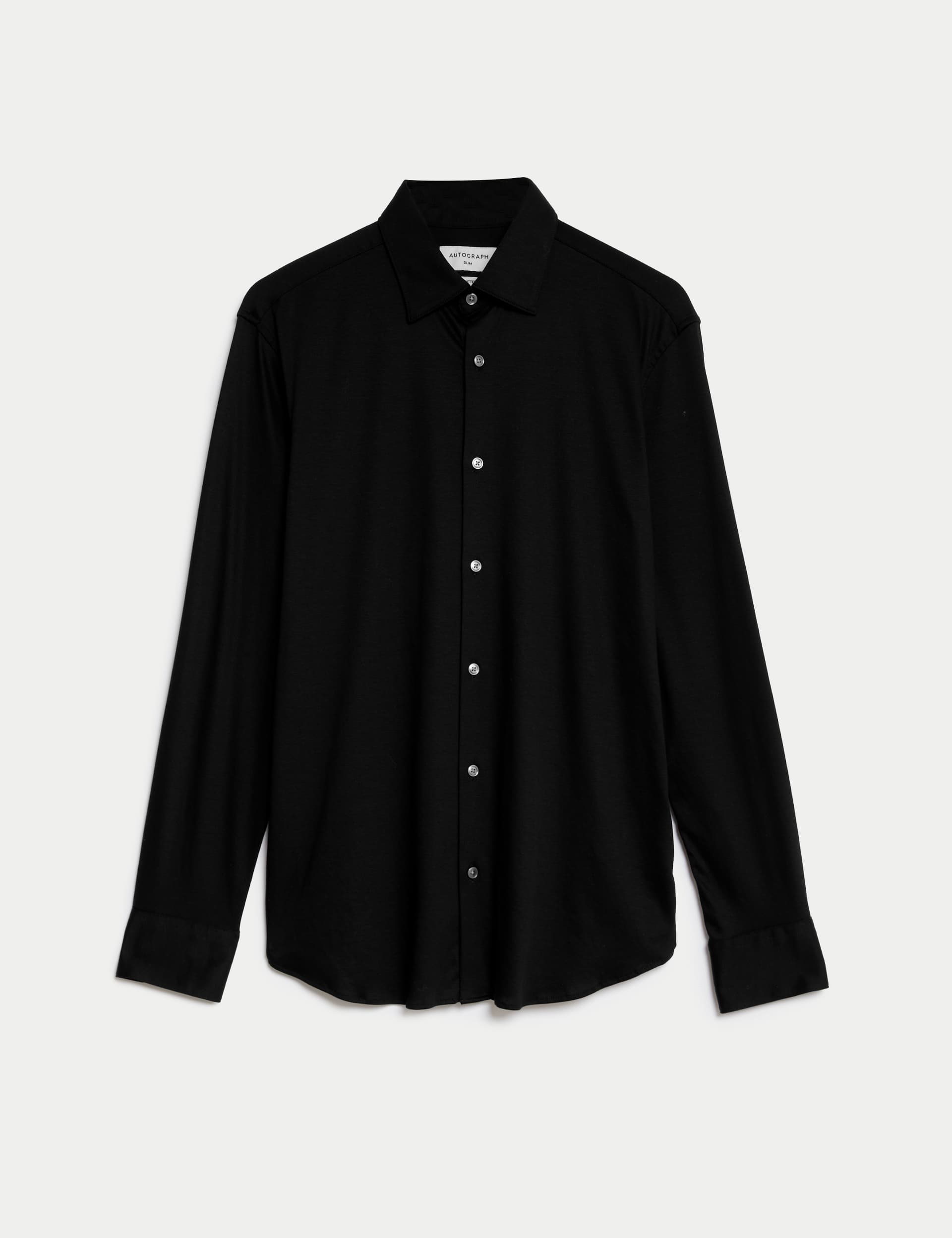 Autograph Men's Slim Fit Pure Cotton Jersey Shirt - LREG - Black, Black