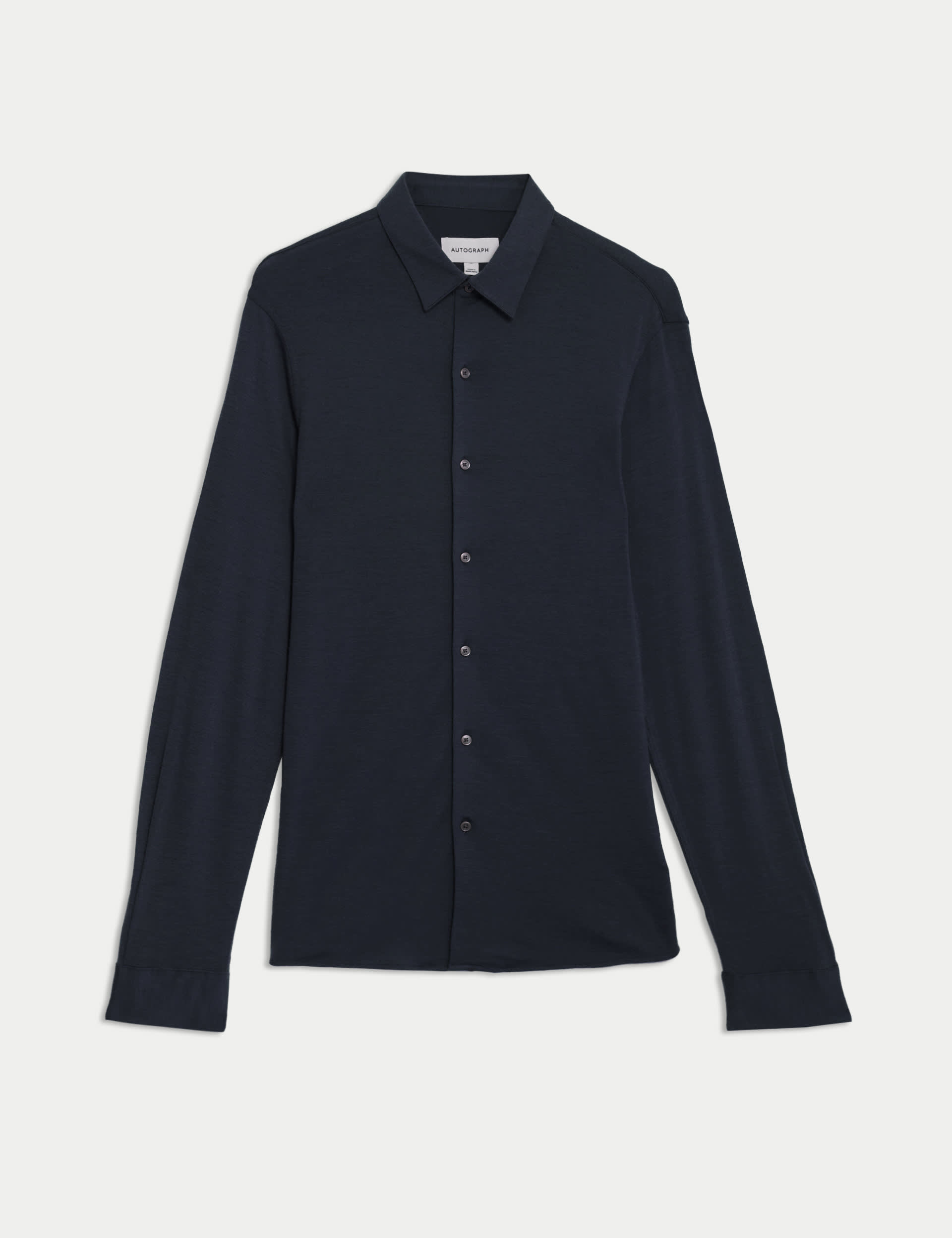 Autograph Men's Pure Merino Wool Shirt - LREG - Navy, Black,Mole,Navy,Dark Khaki