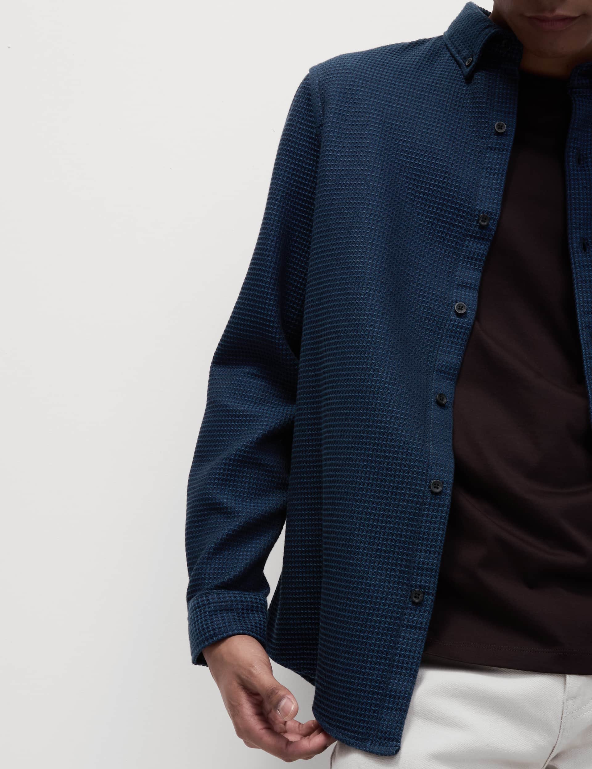 M&S Men's Pure Cotton Textured Shirt