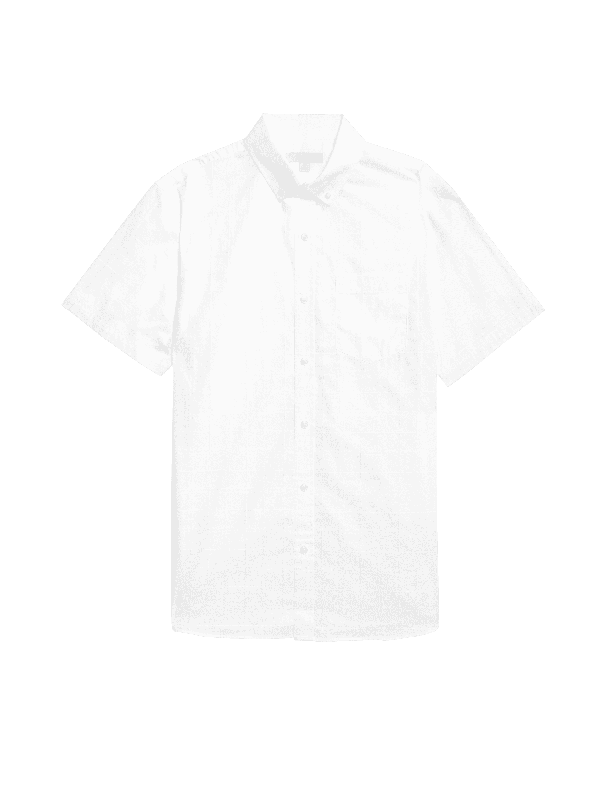 M&S Collection Men's Easy Iron Pure Cotton Textured Shirt - LREG - White, White,Dark Navy