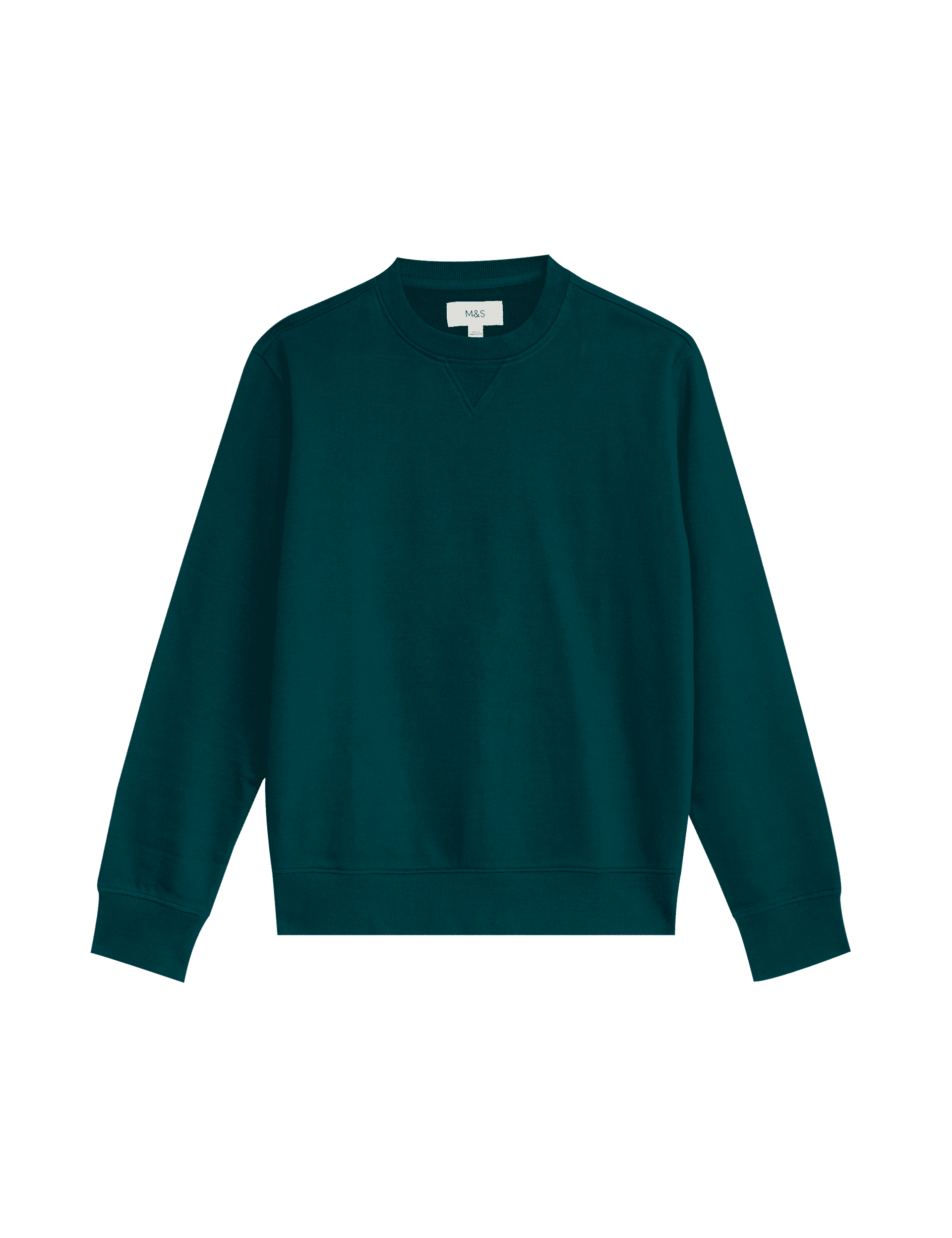 M&S Collection Men's Pure Cotton Crew Neck Sweatshirt - LREG - Evergreen, Dark Navy,Grey Marl,Sand,E