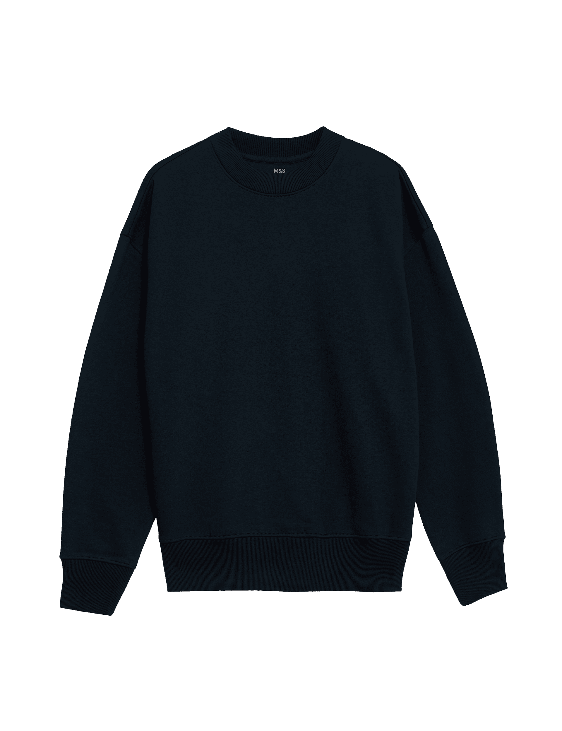 M&S Collection Men's Oversized Cotton Rich Crew Neck Sweatshirt - MREG - Dark Navy, Mid Grey,Ecru Mi