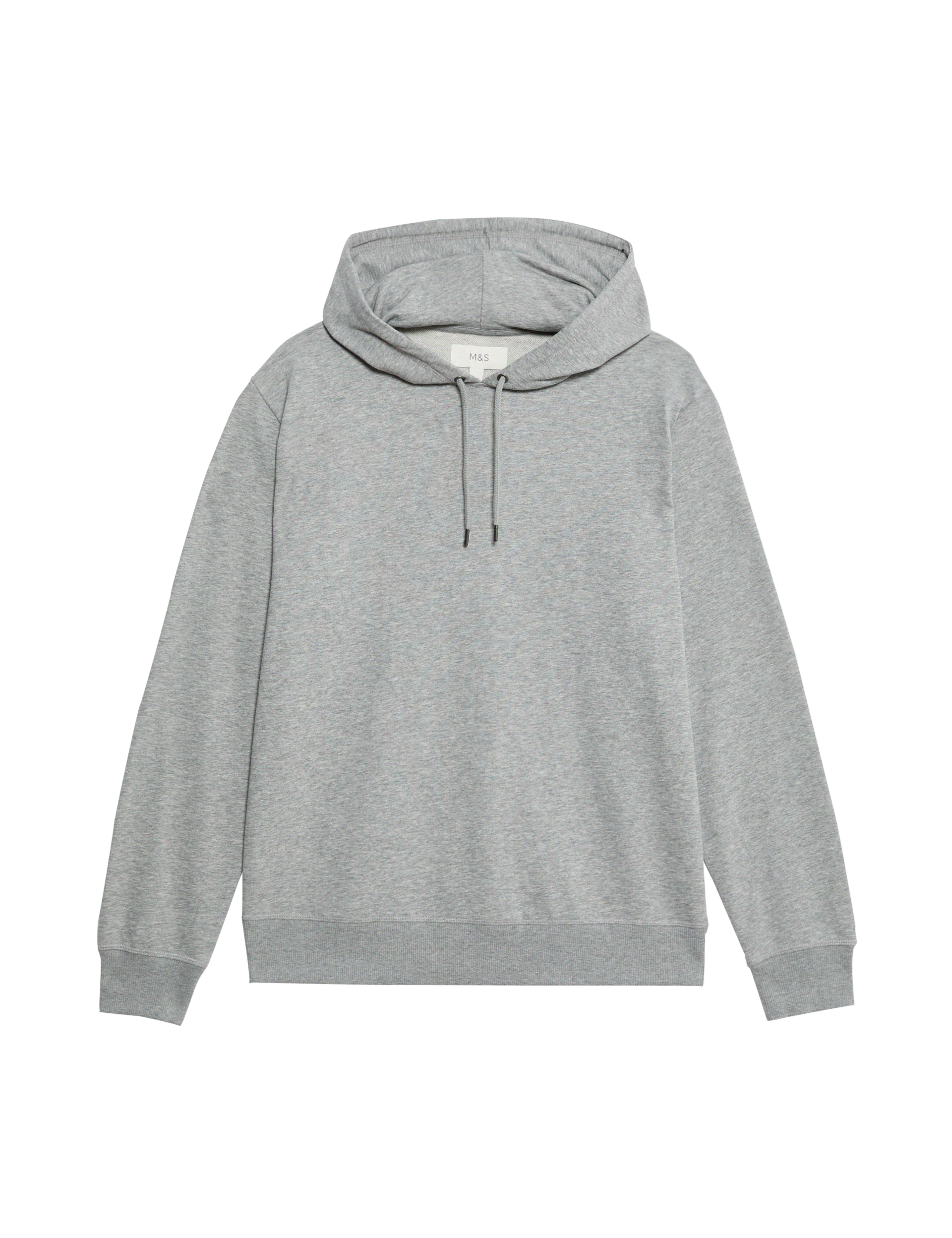 M&S Collection Men's Cotton Rich Lightweight Hoodie - XXLREG - Grey Marl, Dark Navy,Black,Grey Marl