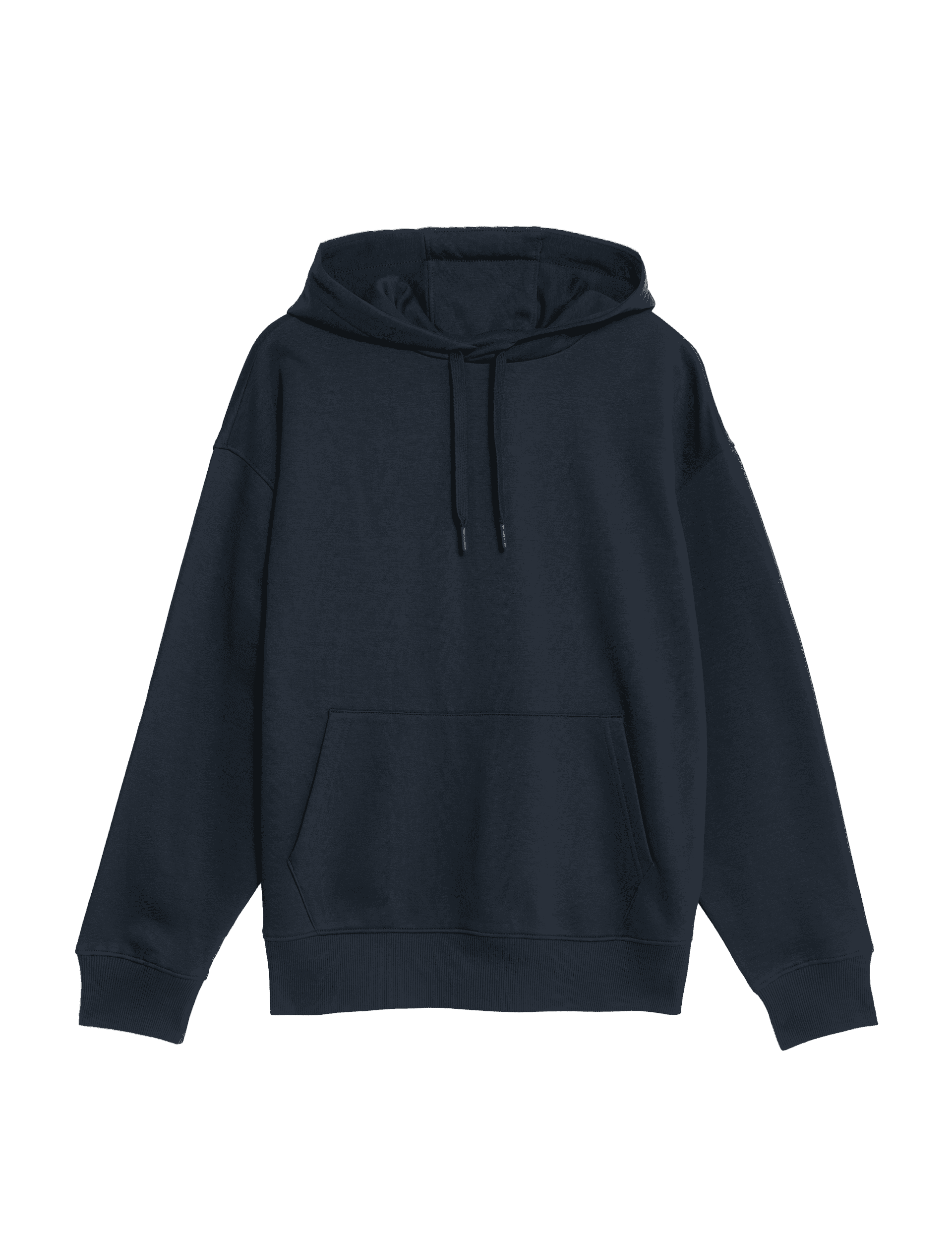 M&S Collection Men's Oversized Cotton Rich Hoodie - MREG - Dark Navy, Mid Grey,Ecru Mix,Black,Dark N