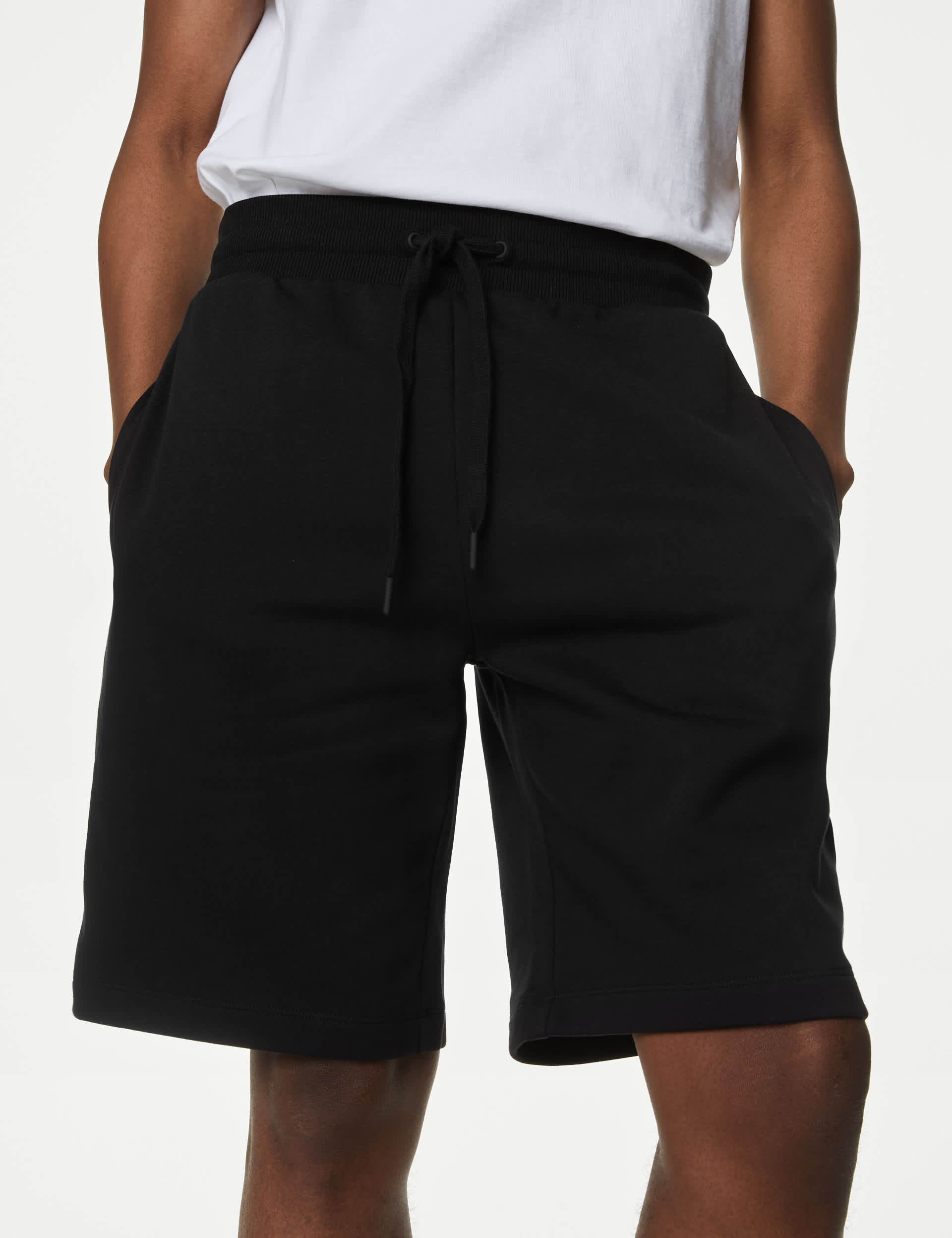 M&S Men's Cotton Rich Oversized Jersey Shorts - XXXLREG - Black, Black,Sage Green,Light Grey,Ecru