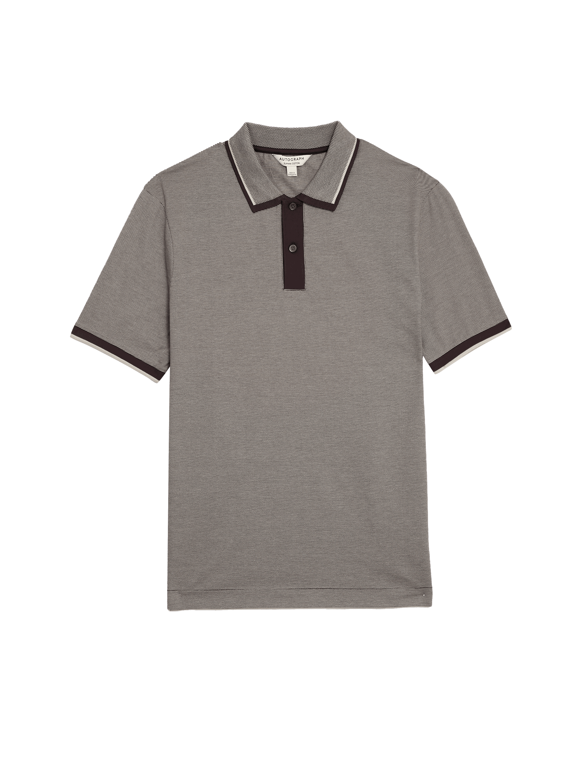 Autograph Men's Pure Cotton Jacquard Polo Shirt - XLREG - Raisin, Dark Pewter,Raisin