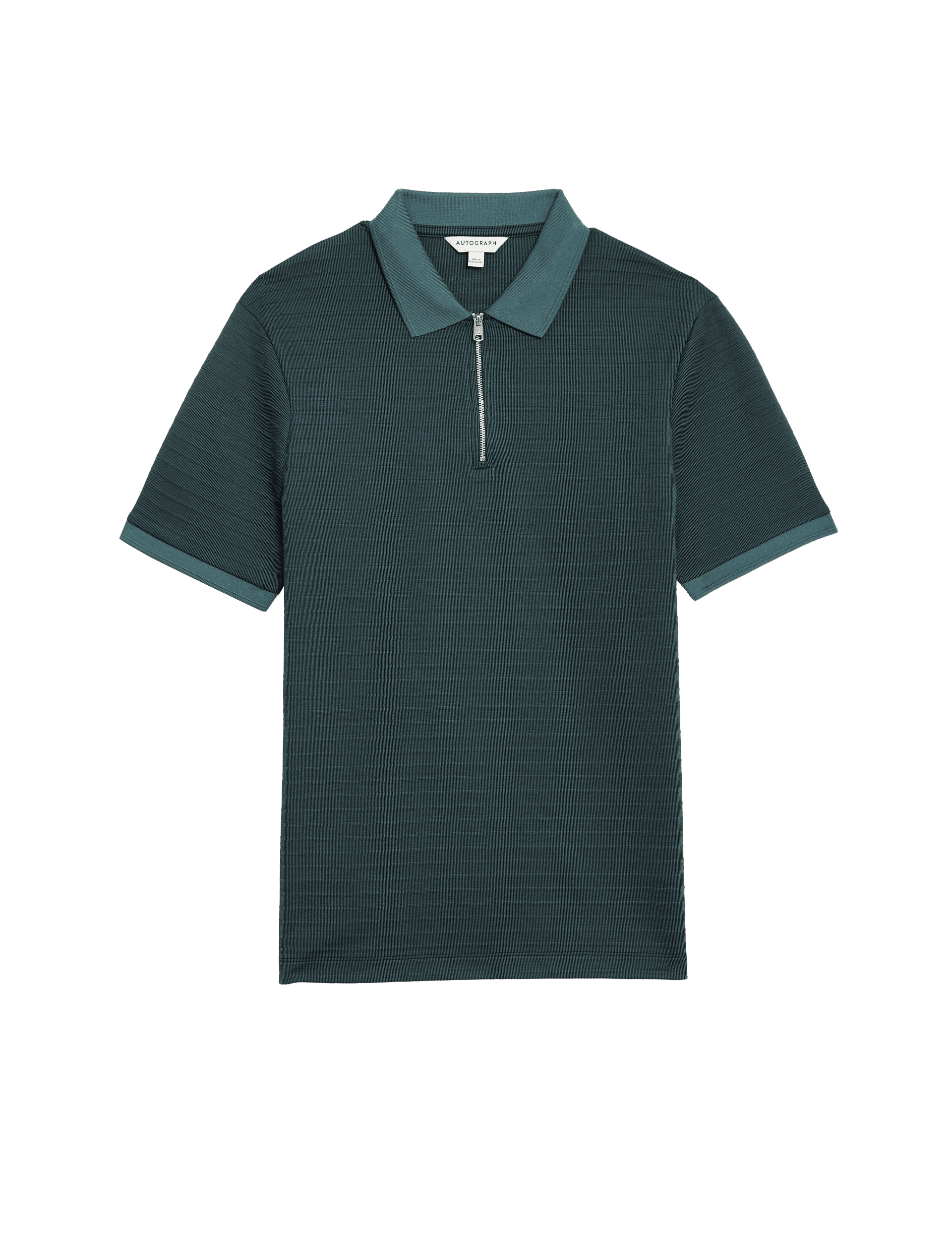 Autograph Men's Cotton Blend Textured Polo Shirt - SREG - Petrol Green, Petrol Green