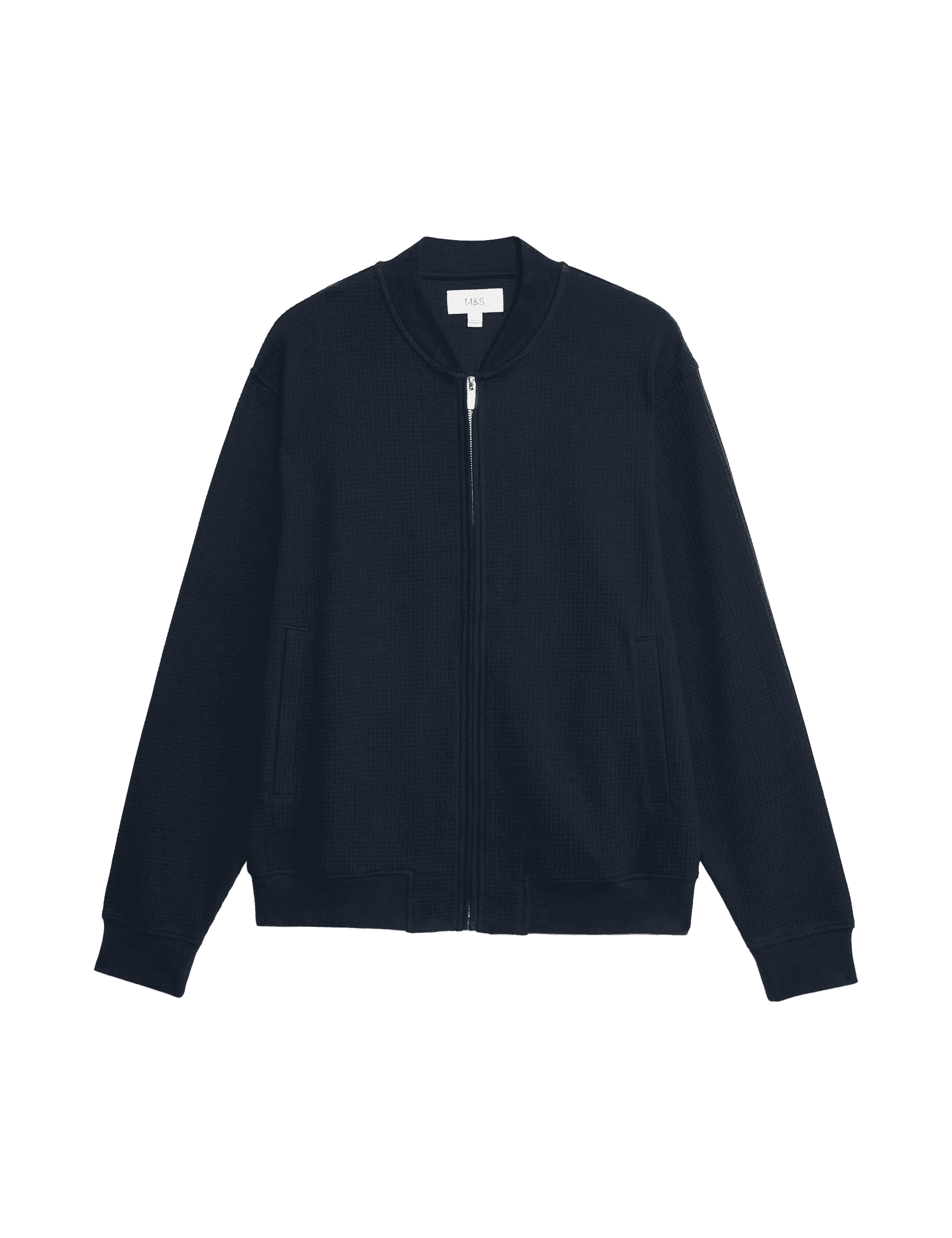 M&S Collection Men's Pure Cotton Bomber Jacket - MREG - Dark Navy, Dark Navy