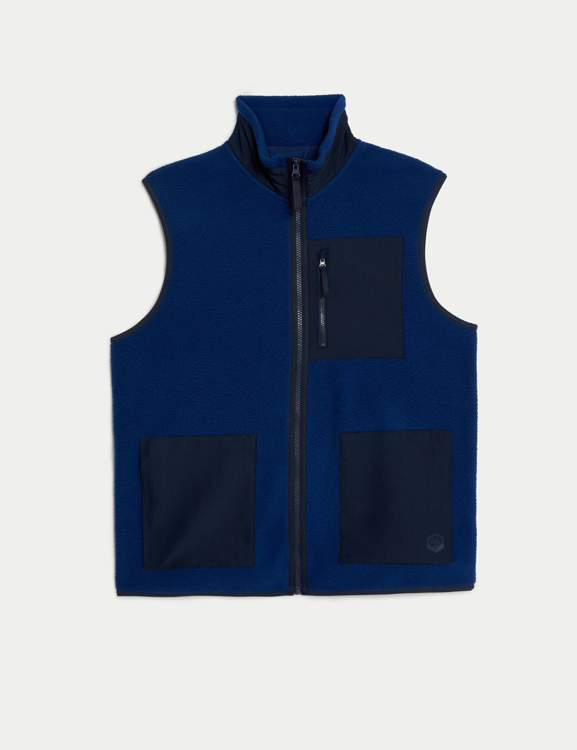 M&S Men's Polar Fleece Zip Up Gilet - LREG - Dark Blue, Dark Blue