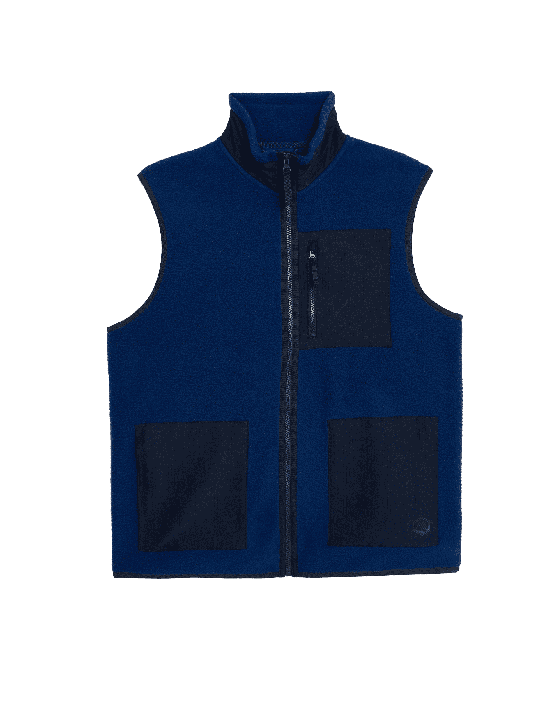 M&S Collection Men's Polar Fleece Zip Up Gilet - LREG - Dark Blue, Dark Blue