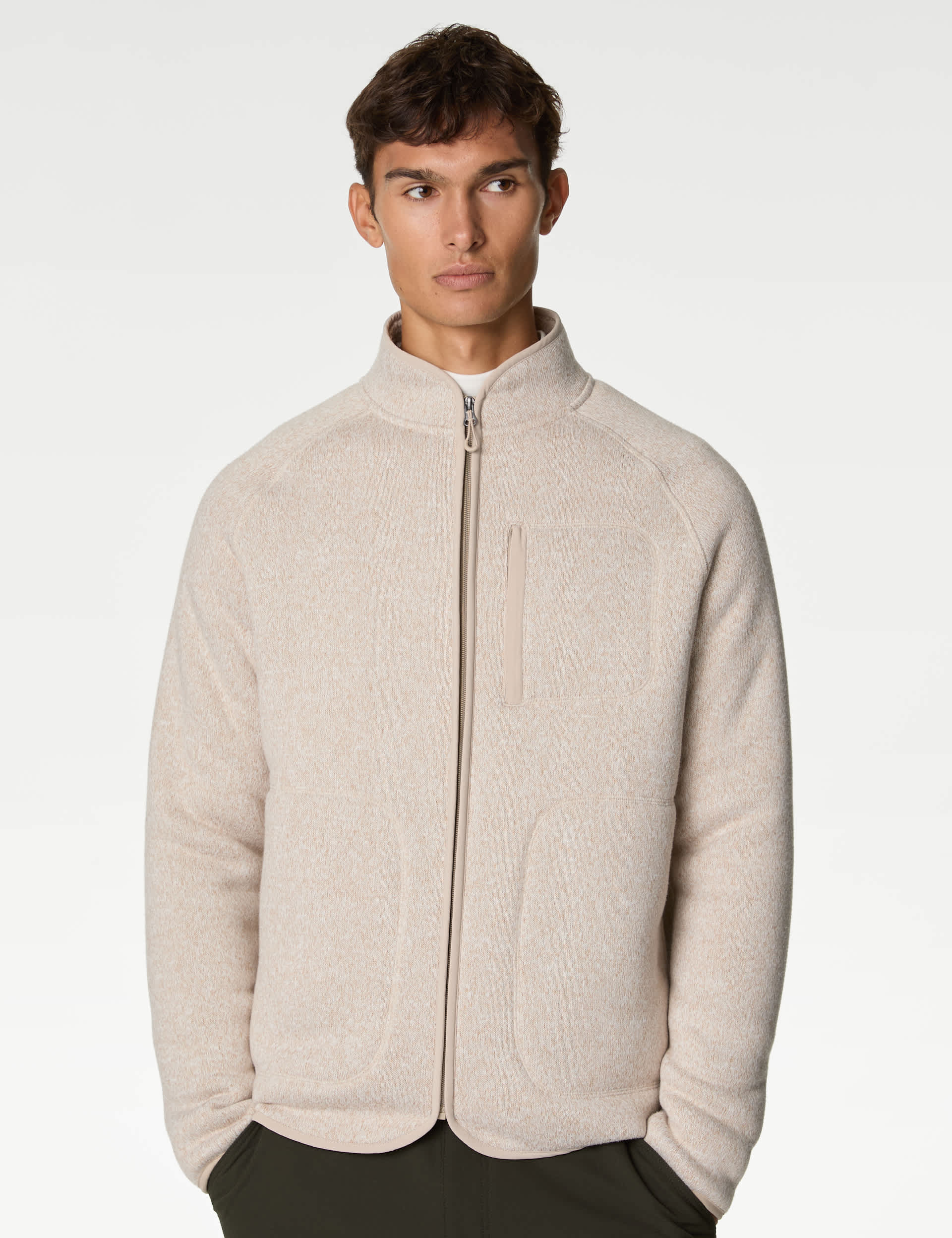 Goodmove Men's Fleece Lined Knitted Zip Up Jacket
