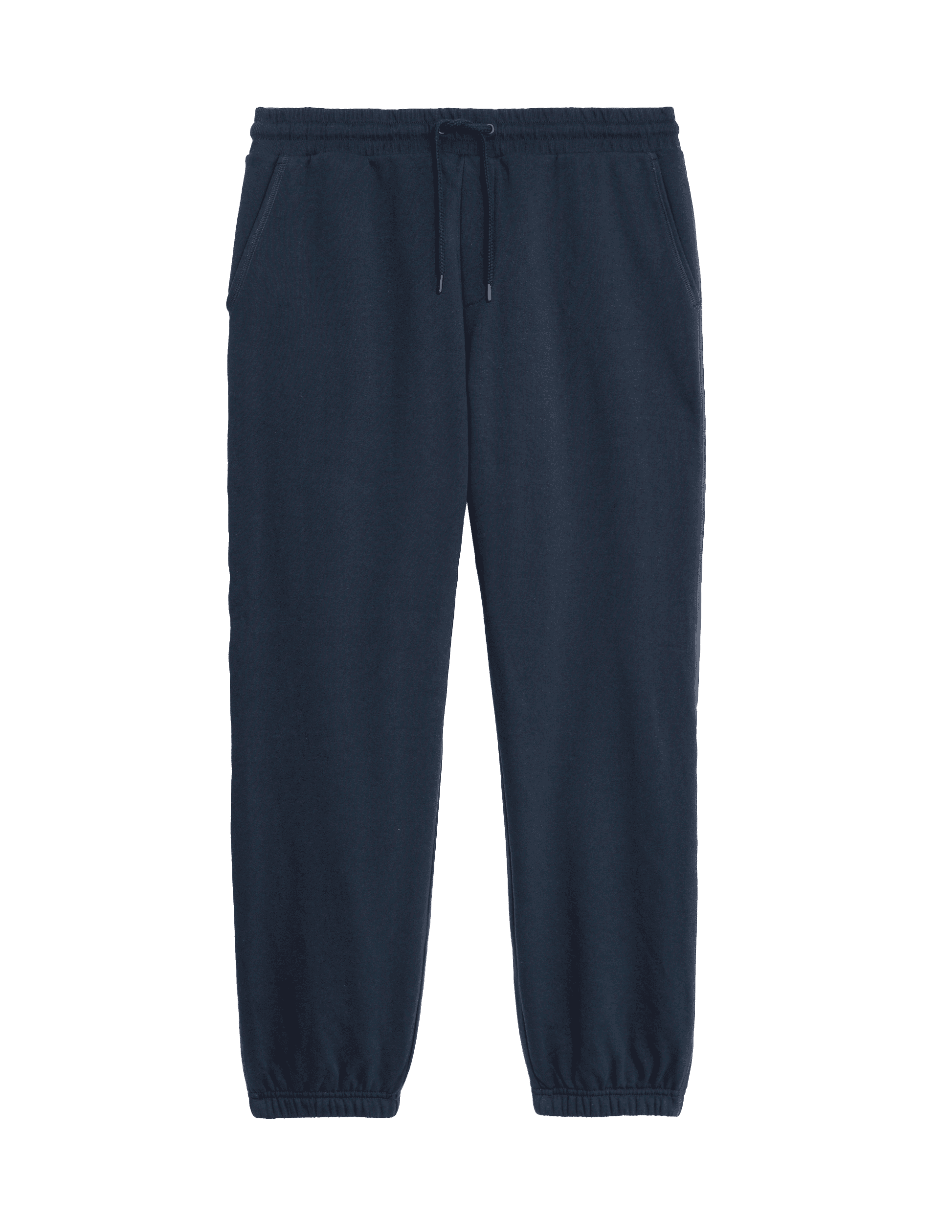 M&S Collection Men's Pure Cotton Fleece Lined Joggers - LREG - Dark Navy, Grey Marl,Dark Navy,Black