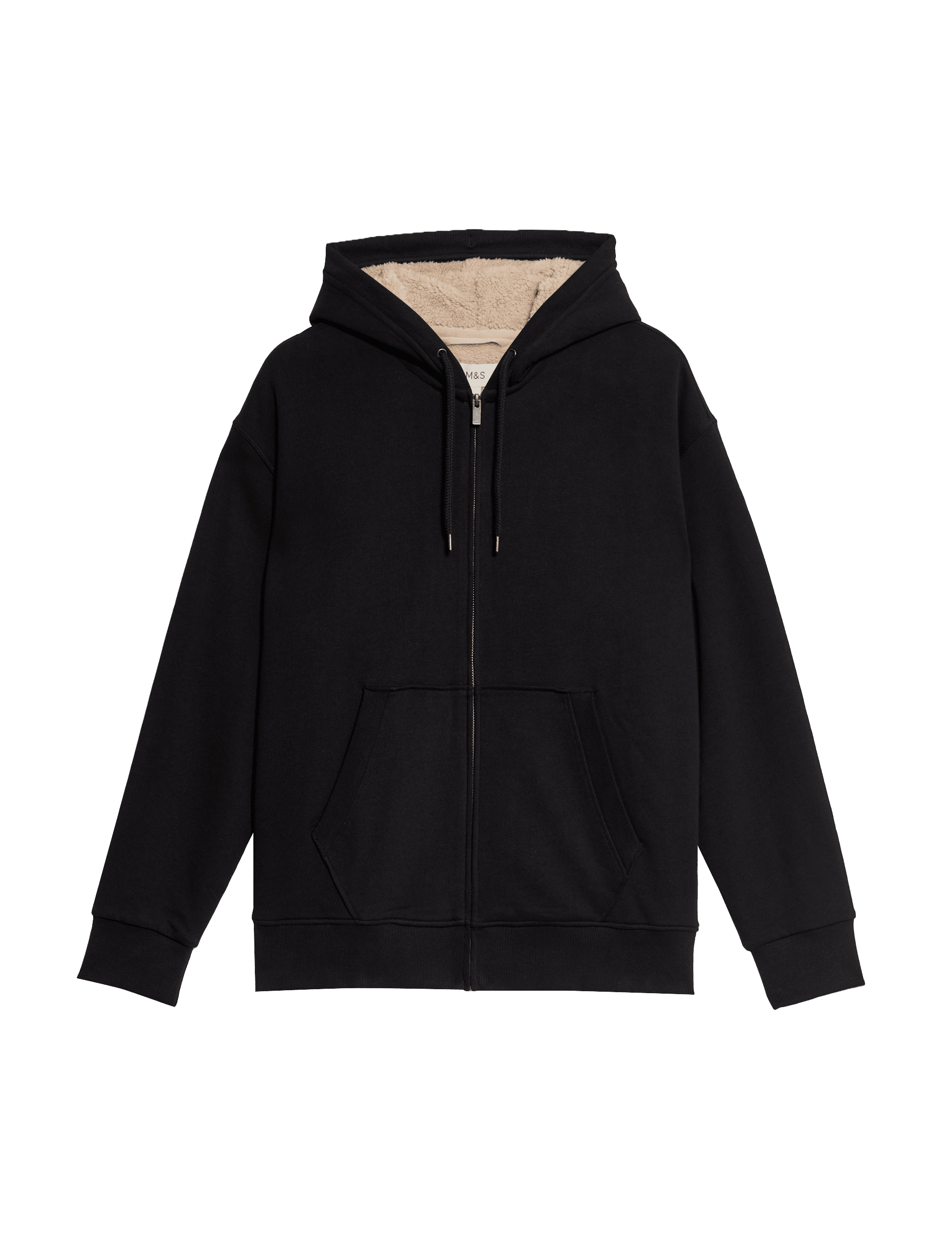 M&S Collection Men's Pure Cotton Fleece Lined Hoodie - LREG - Black, Black,Dark Navy,Grey Marl