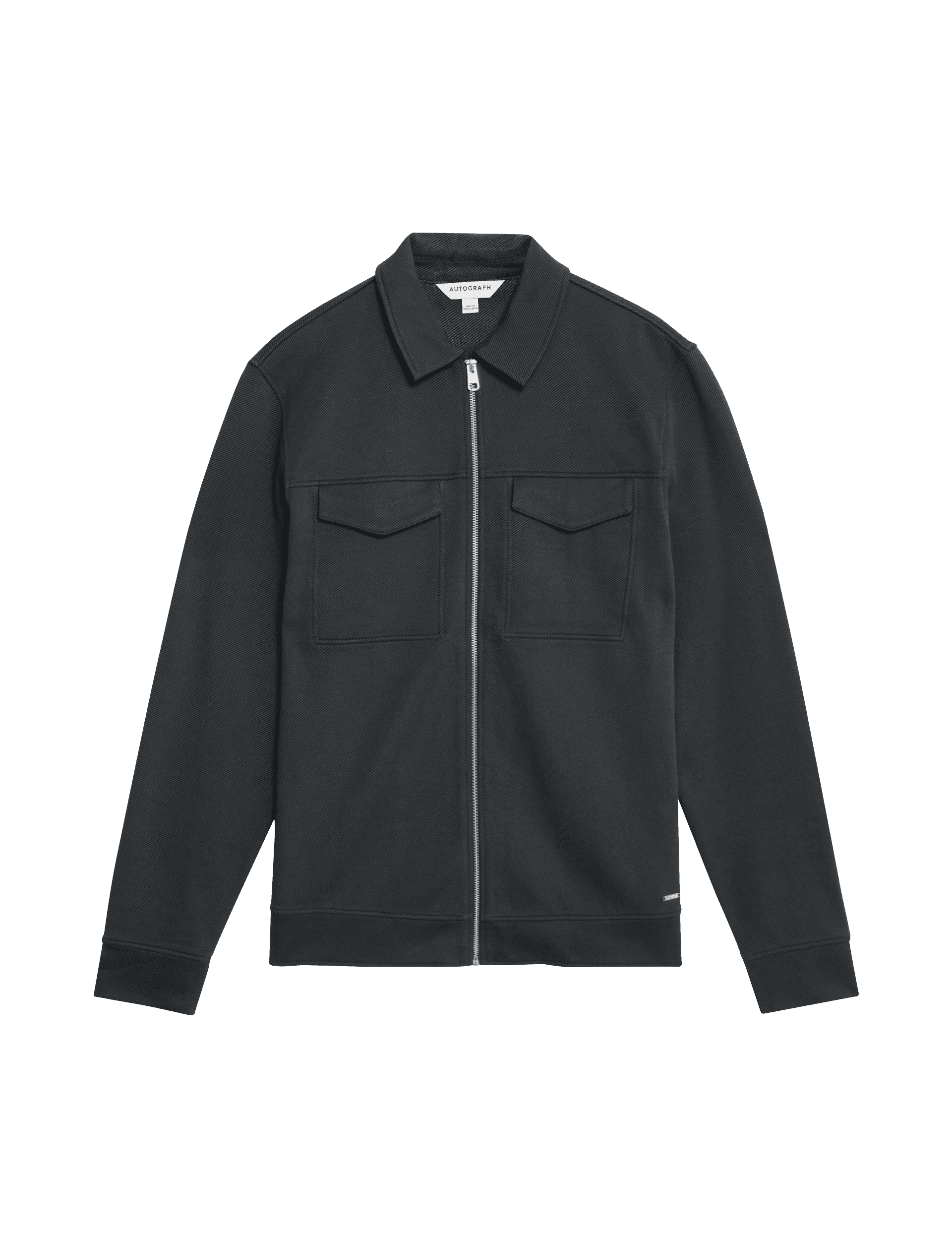 Autograph Men's Cotton Rich Twill Textured Overshirt - SREG - Dark Pewter, Dark Pewter,Raisin,Stone